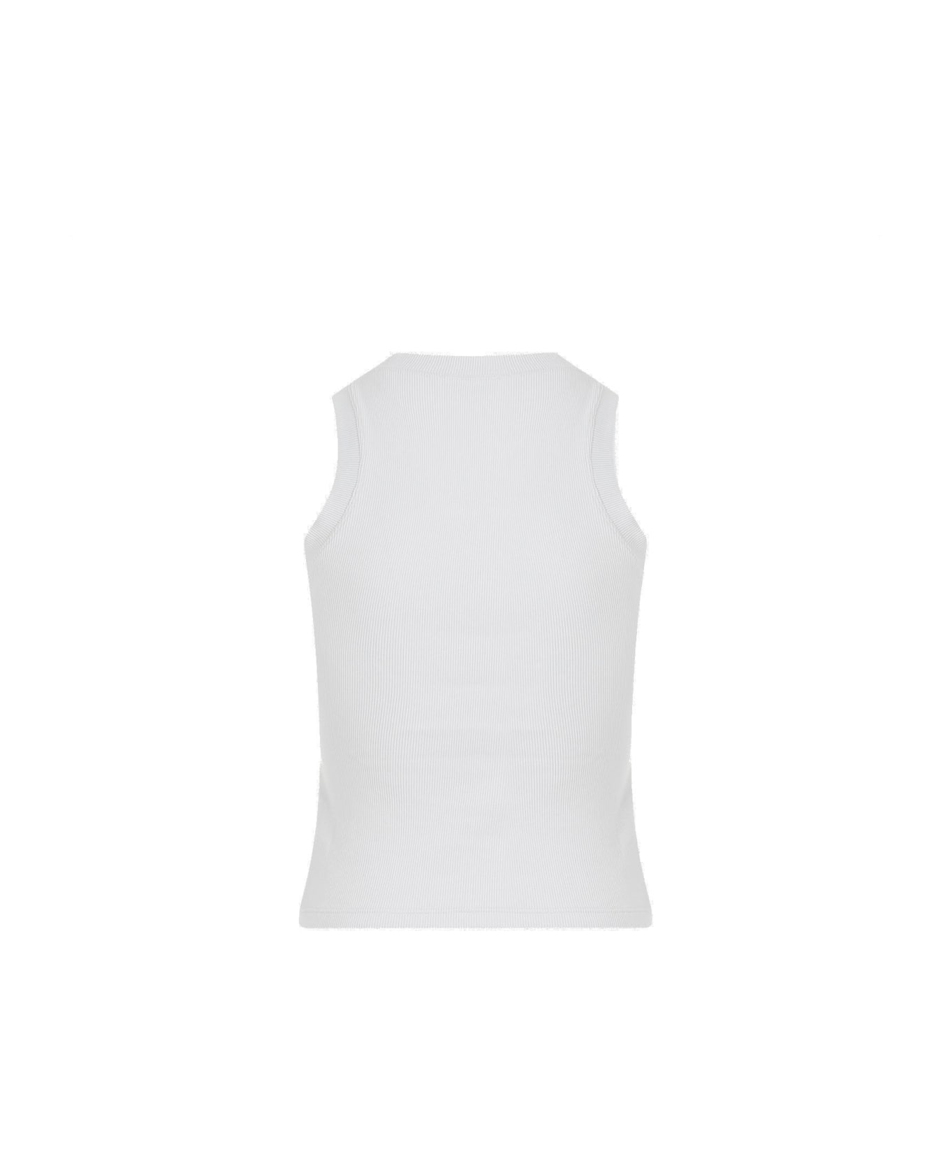 Off-White Logo Embroidered Sleeveless Top - ARTIC ICE ARTIC ICE タンクトップ