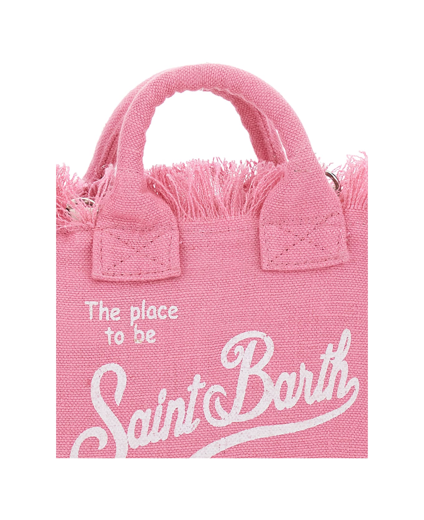 MC2 Saint Barth 'mini Vanity' Pink Handbag With Logo Embroidery On The Front And Adjustable And Removable Shoulder Strap In Linen Girl - Pink