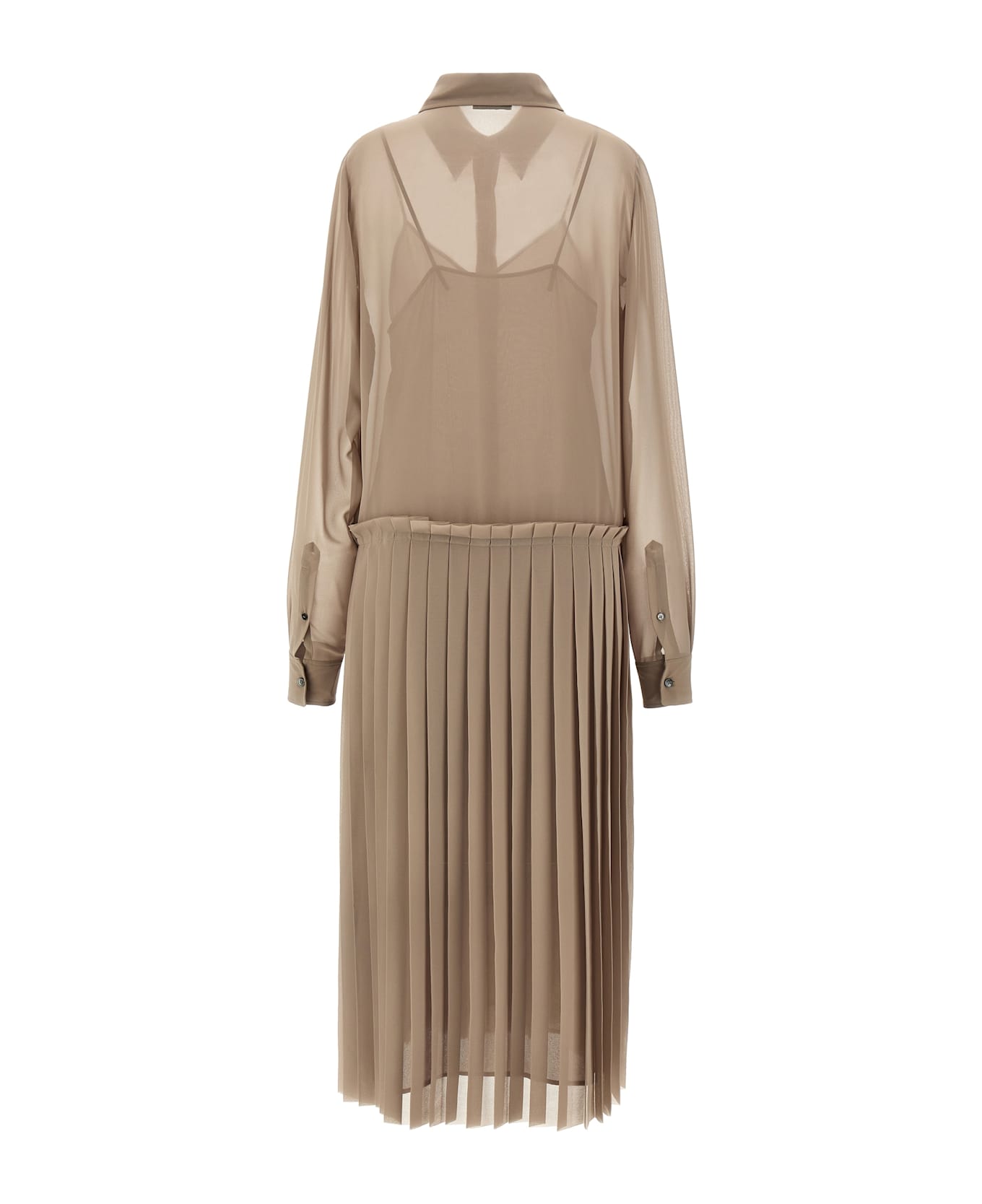 Ami Alexandre Mattiussi 
pleated Midi
 Dress - Beige