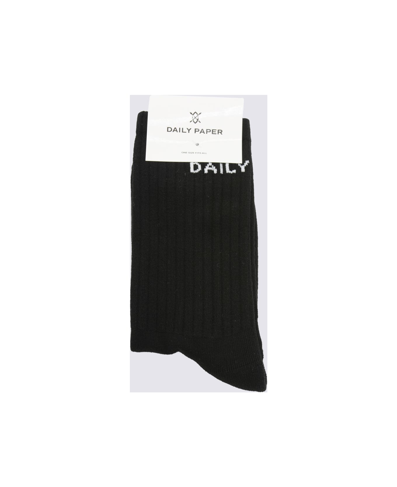 Daily Paper Black And White Cotton Blend Socks - Black