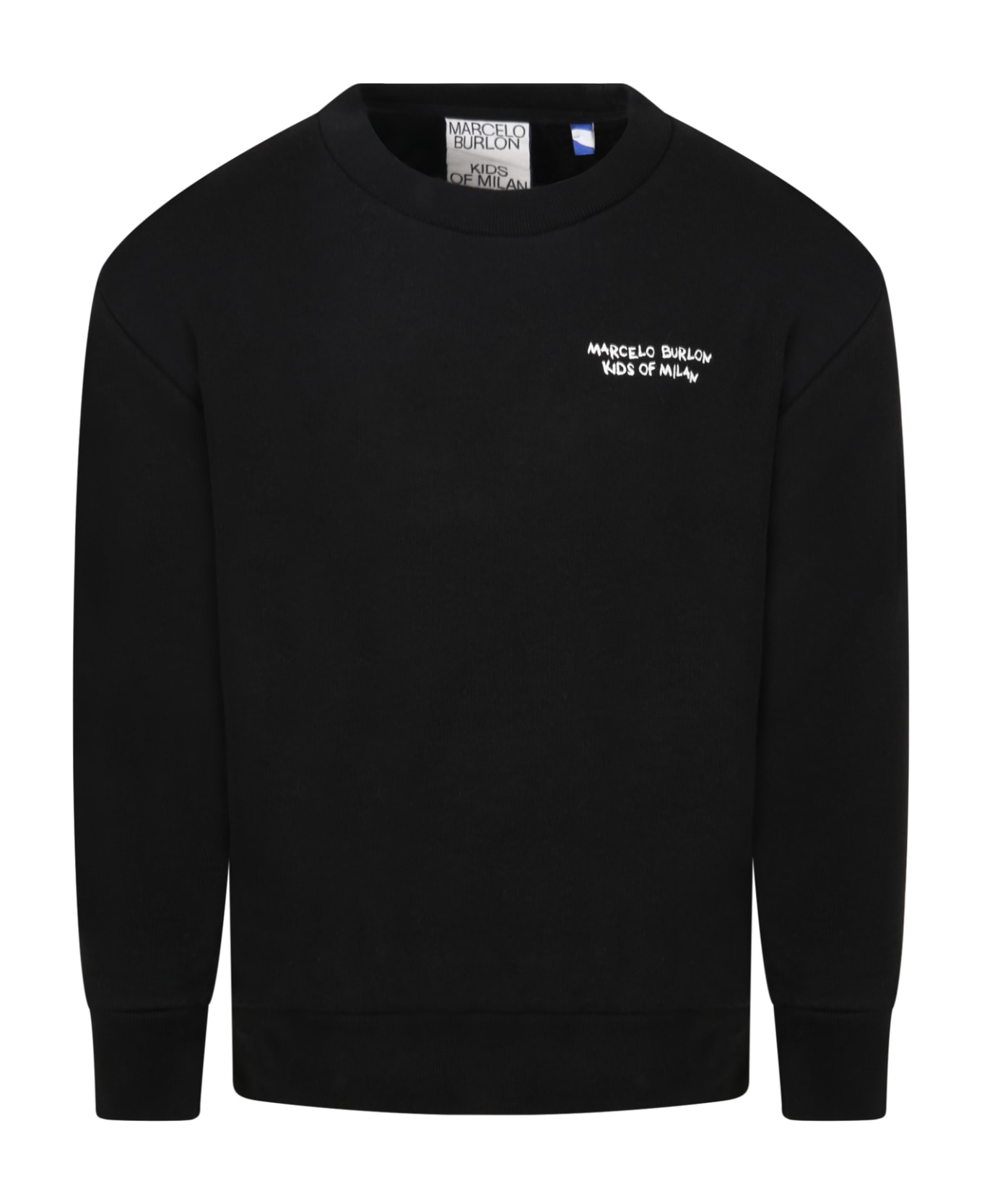 Marcelo Burlon Black Sweatshirt For Kids With White Logo - Black