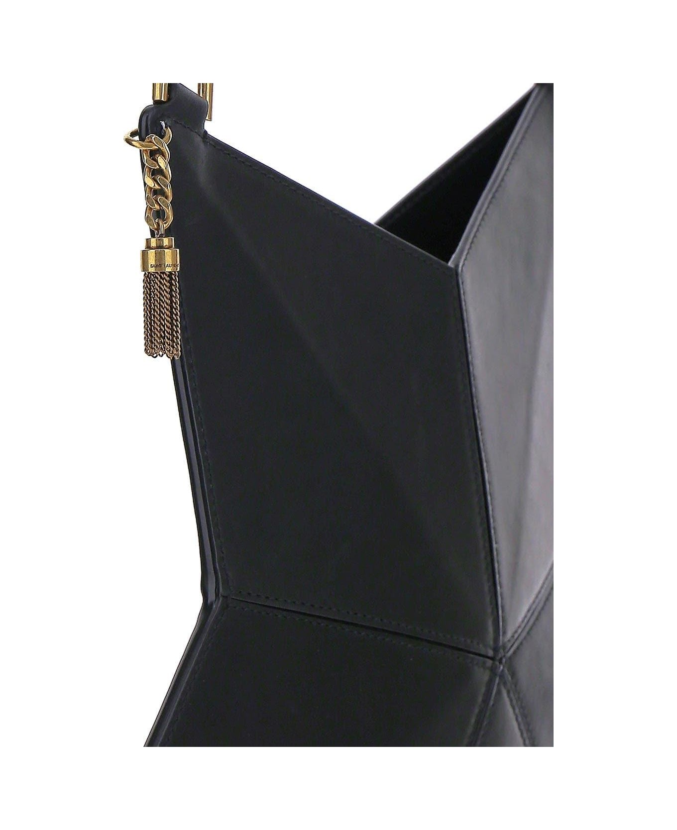 Saint Laurent Astro Shoulder Bag In Vegetable-tanned Leather - Black