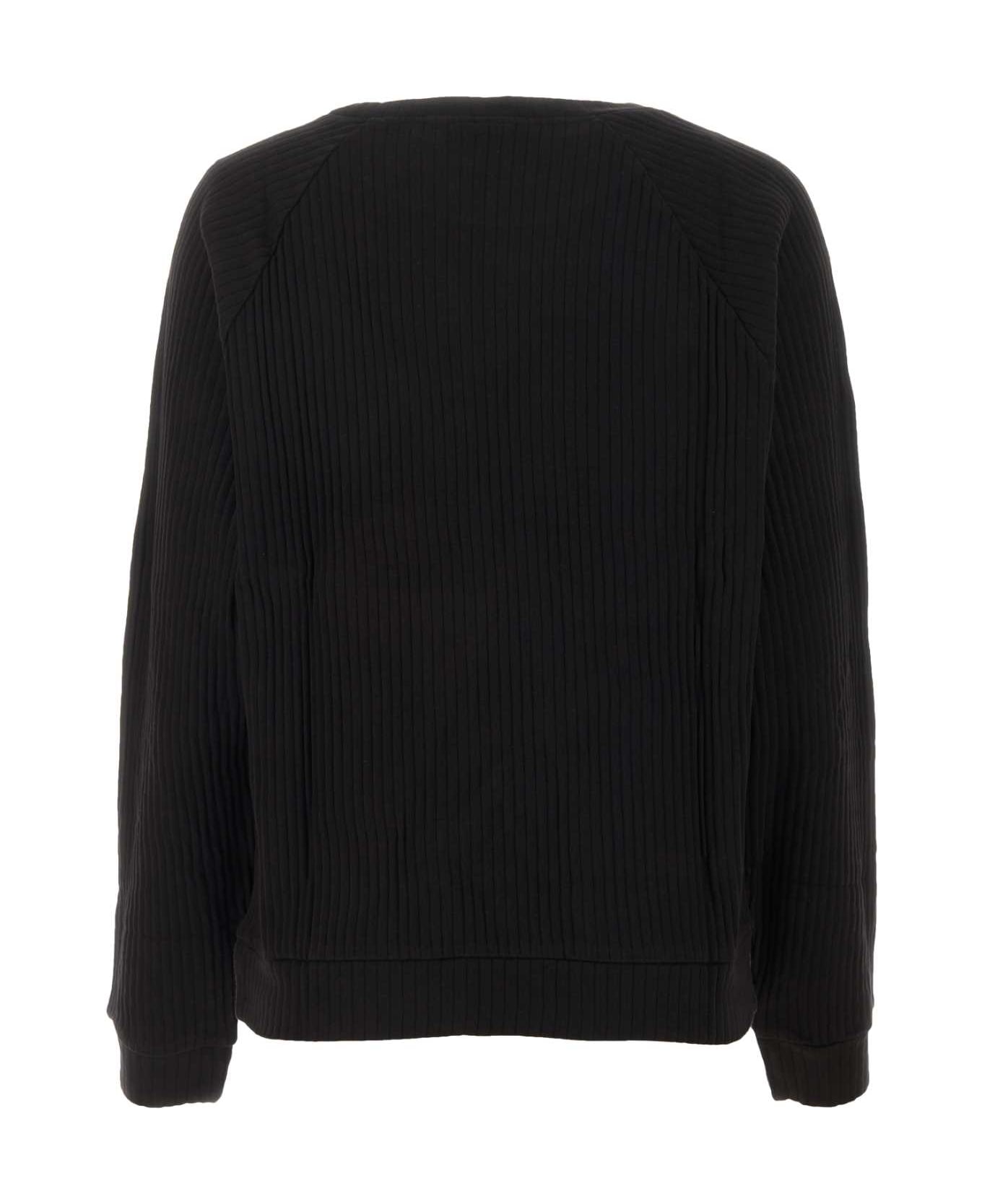 Baserange Black Cotton Sweatshirt - BLACK フリース