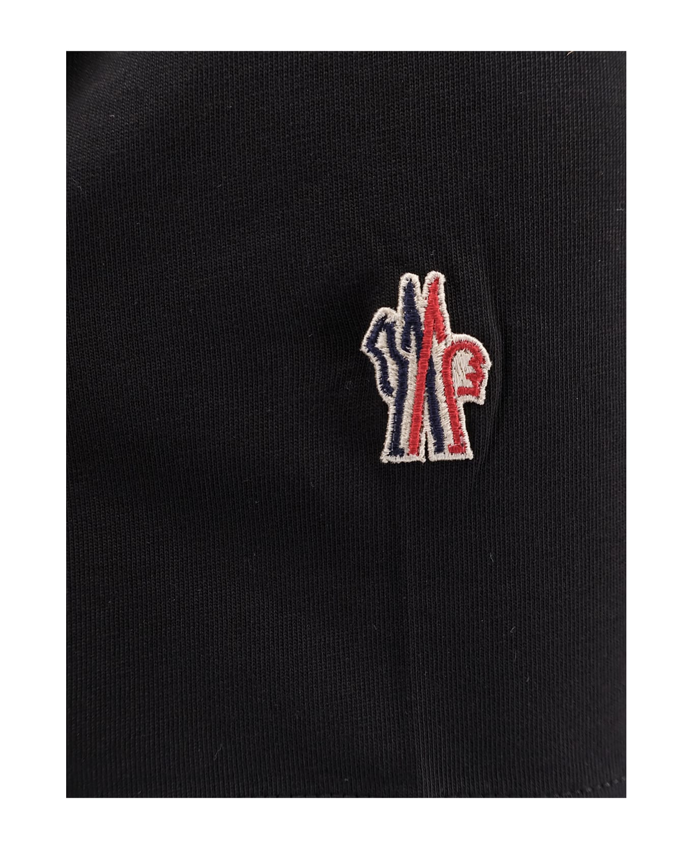 Moncler Grenoble Cotton T-shirt With Frontal Logo - Black