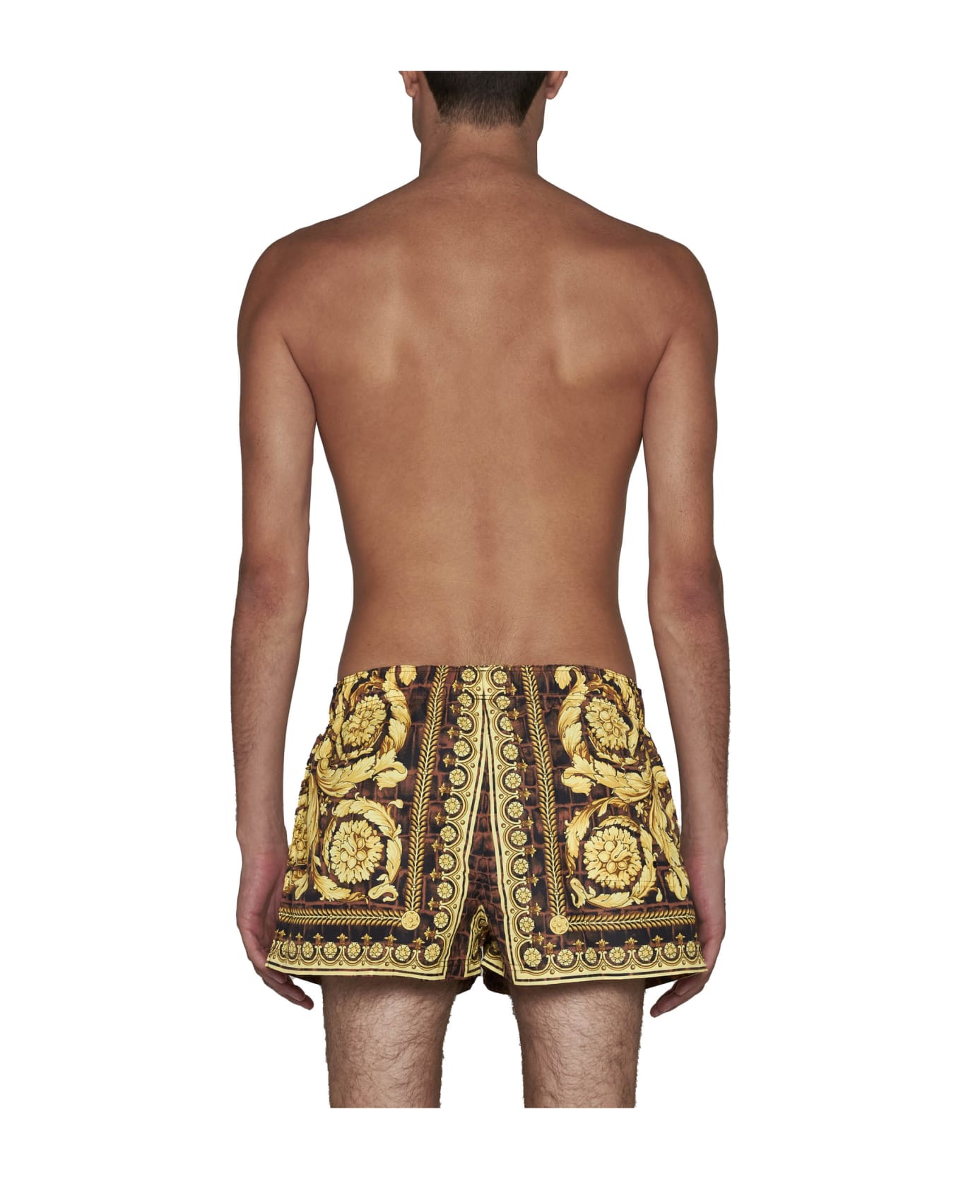 Versace Shorts Baroccodile - Caramel+black+gold 水着