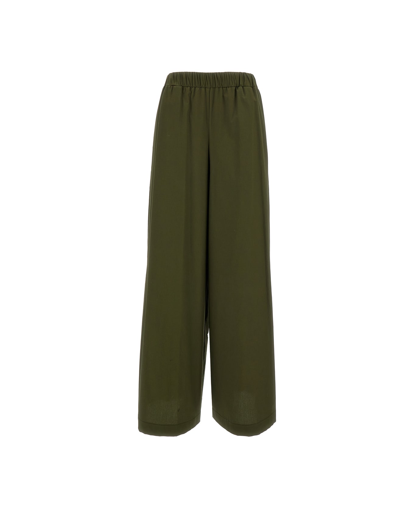 Federica Tosi Green Elastic High-waisted Pants In Stretch Cotton Woman - Green