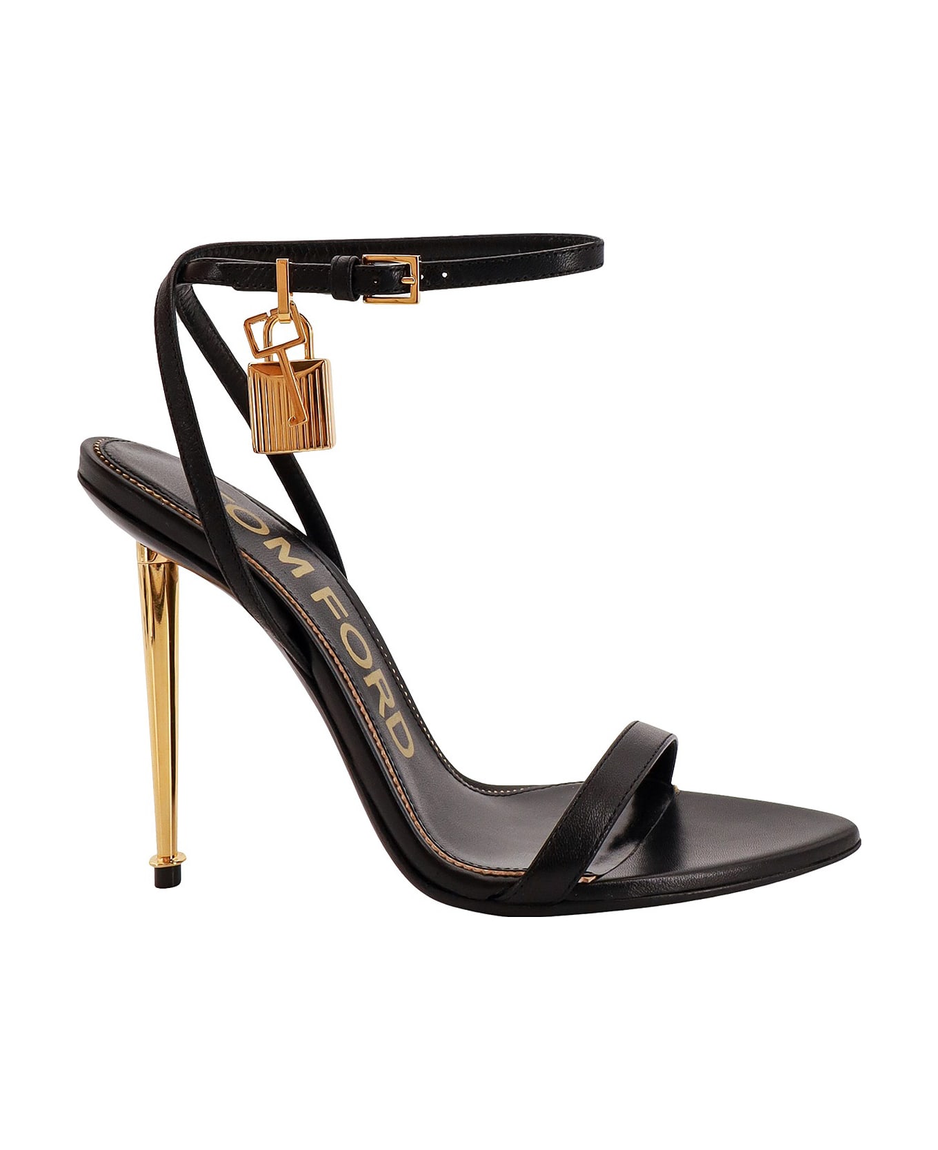 Tom Ford Leather Sandals With Logoed Padlock - Black