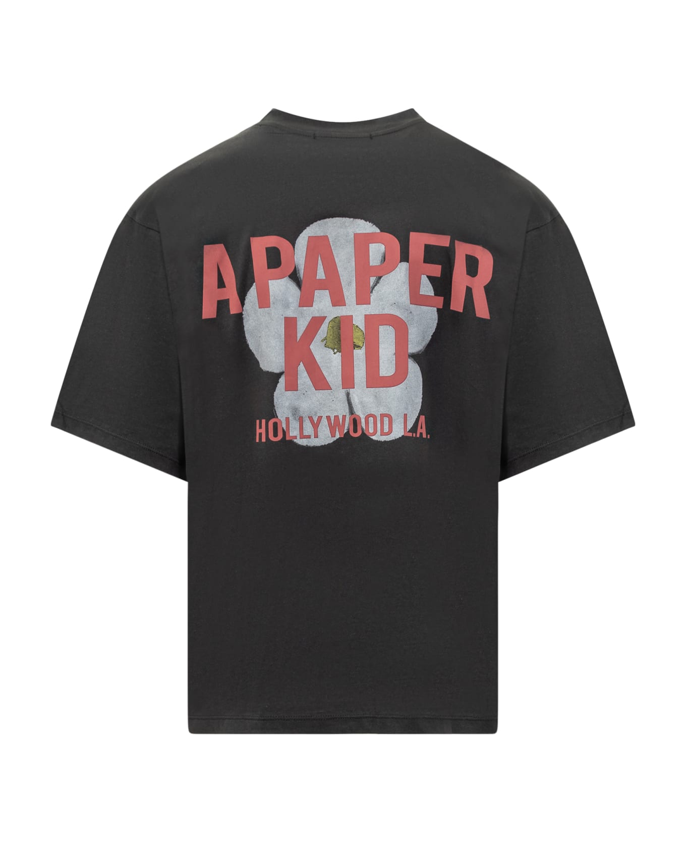 A Paper Kid T-shirt Logo And Flower Print - NERO/BLACK