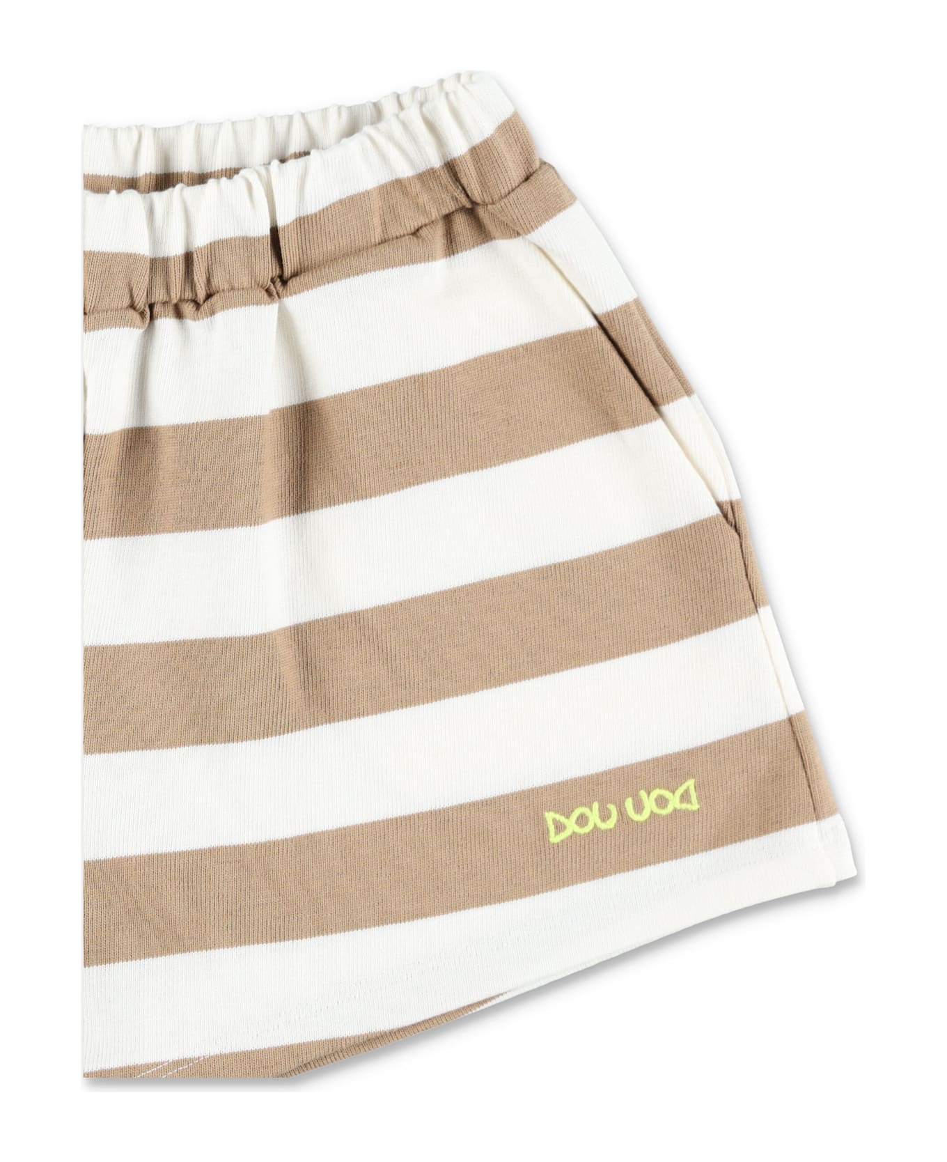 Douuod Kid - Striped Sweatshorts - WHITE BROWN STRIPES