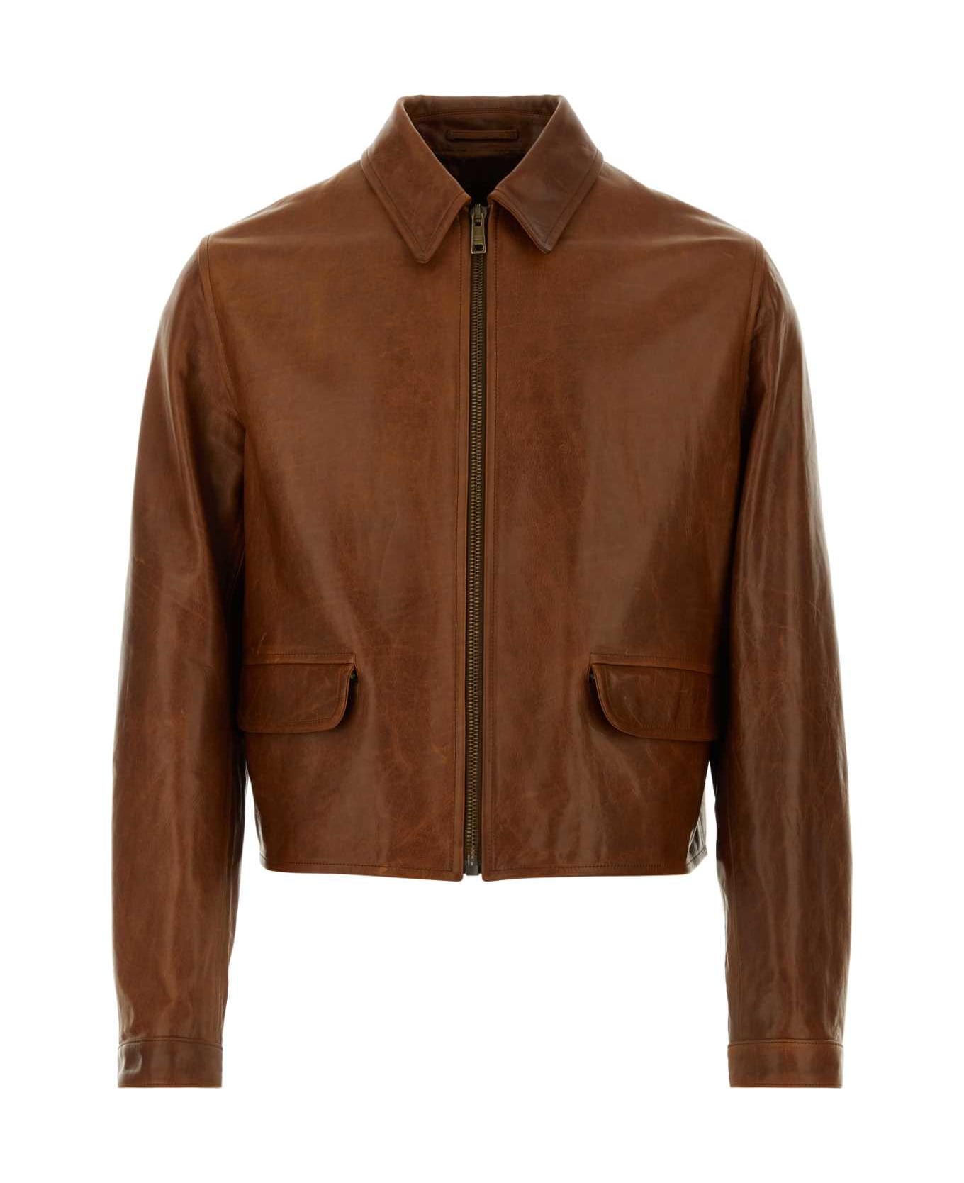 Prada Caramel Leather Jacket - PALISSANDRO