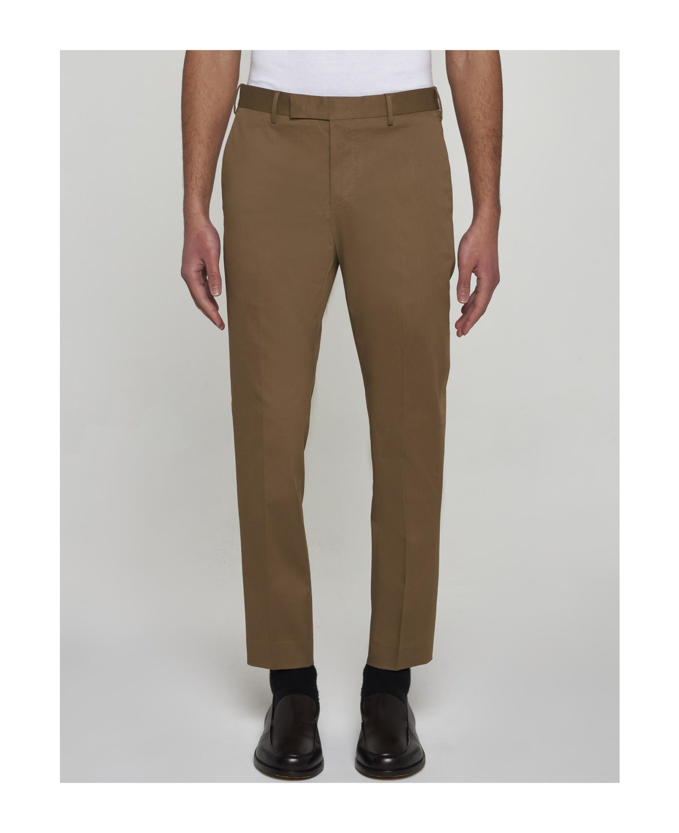 PT01 Dieci Stretch Cotton Trousers - Beige