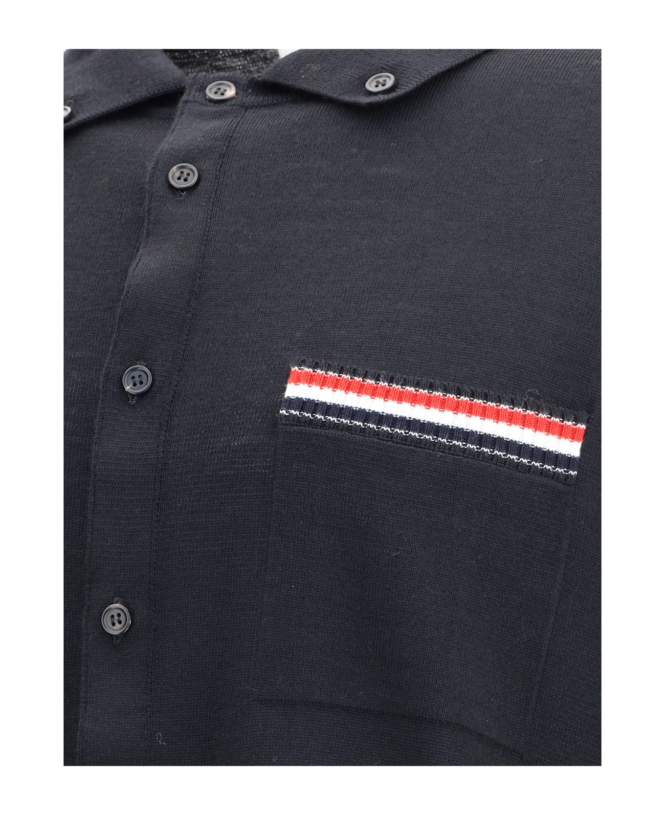 Thom Browne Jersey Stitch Button Down Point Collar L - Black