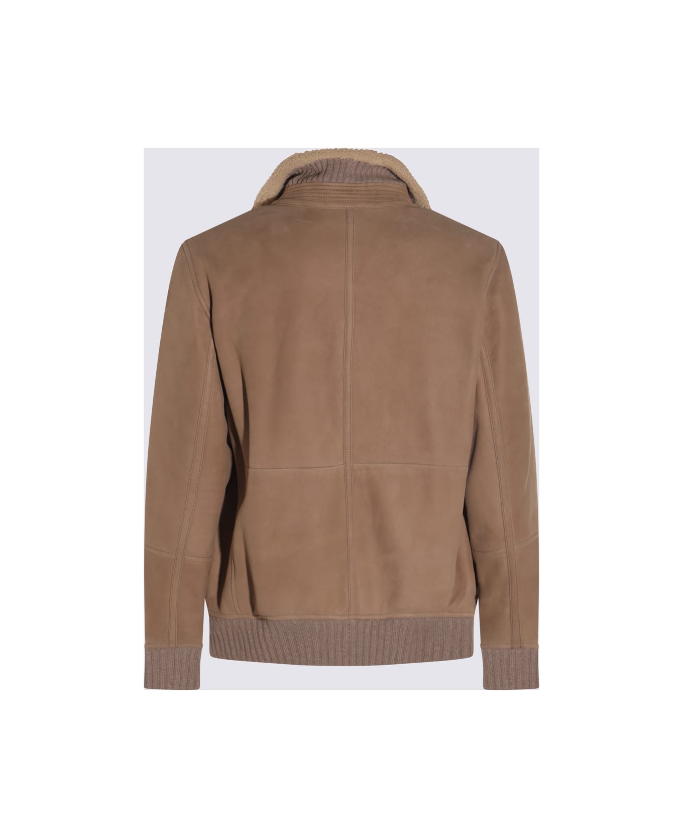 Brunello Cucinelli Beige Leather Jacket - Brown