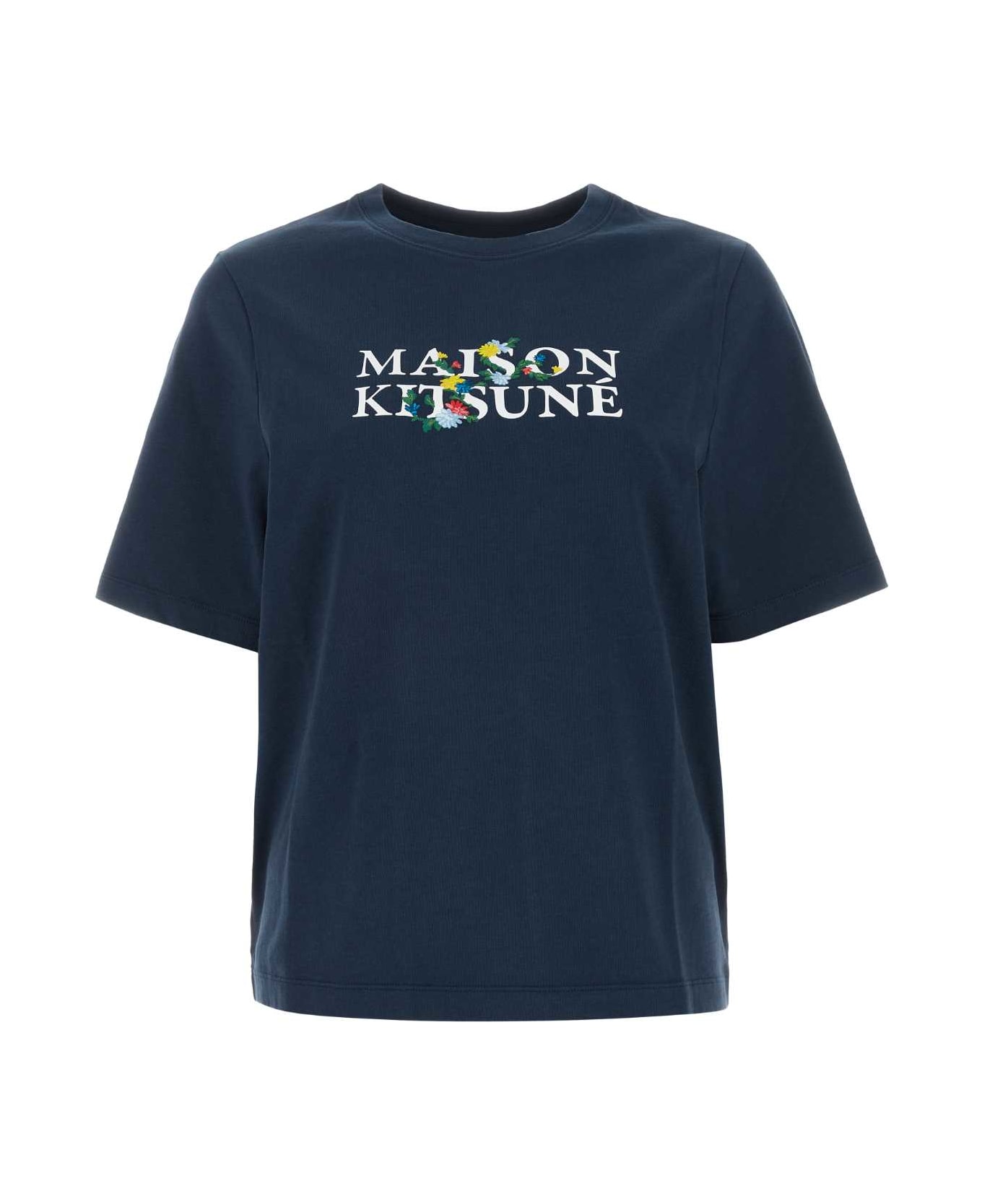Maison Kitsuné Navy Blue Cotton T-shirt - INK BLUE