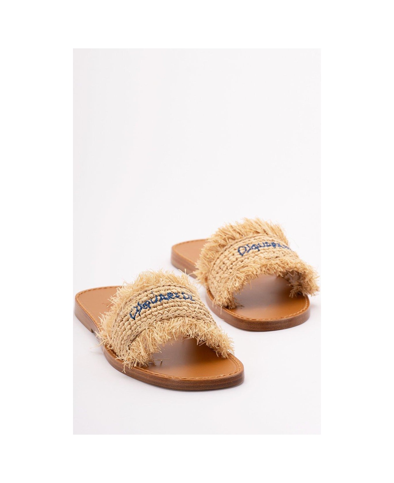 Dsquared2 Frayed Slide Sandals - Beige