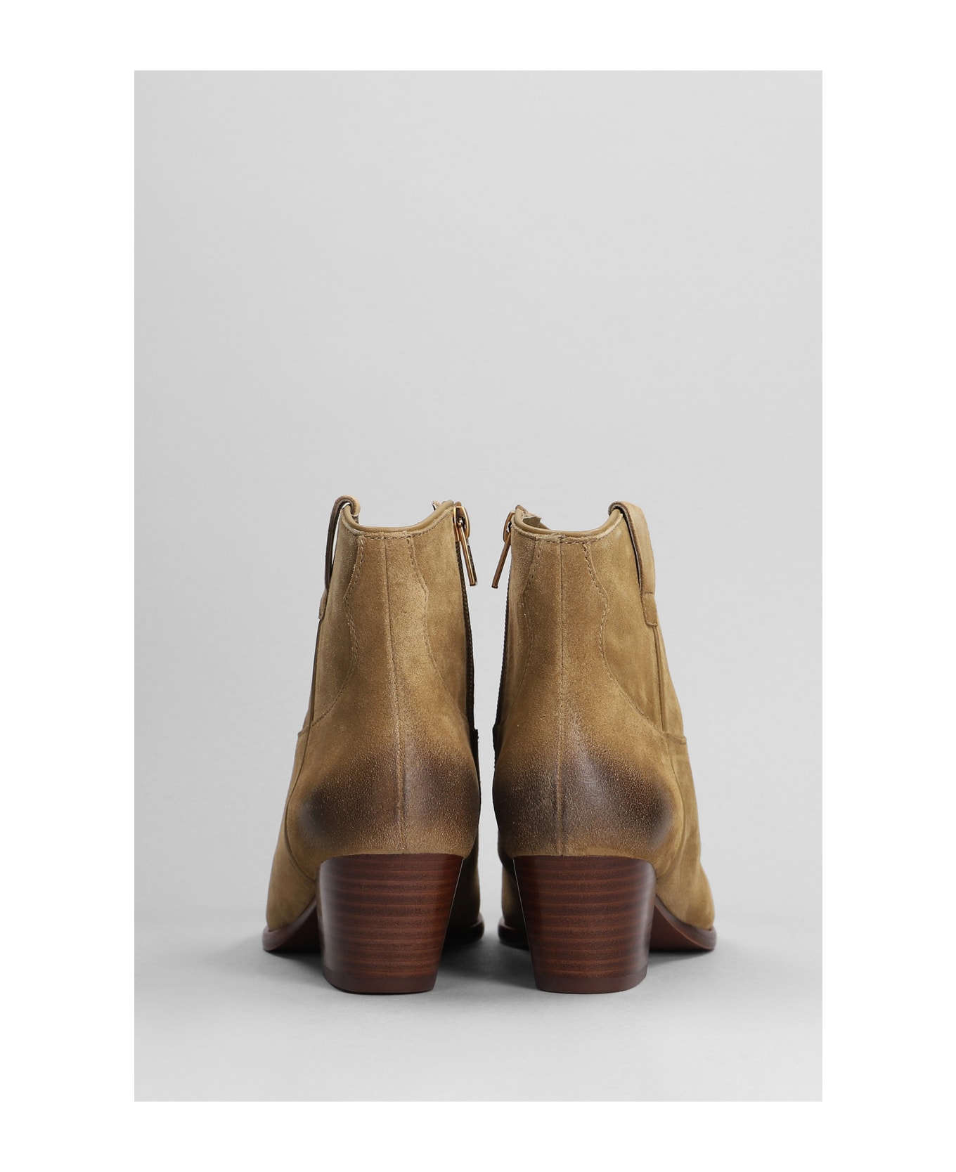 Ash Fame Texan Ankle Boots In Brown Suede - brown