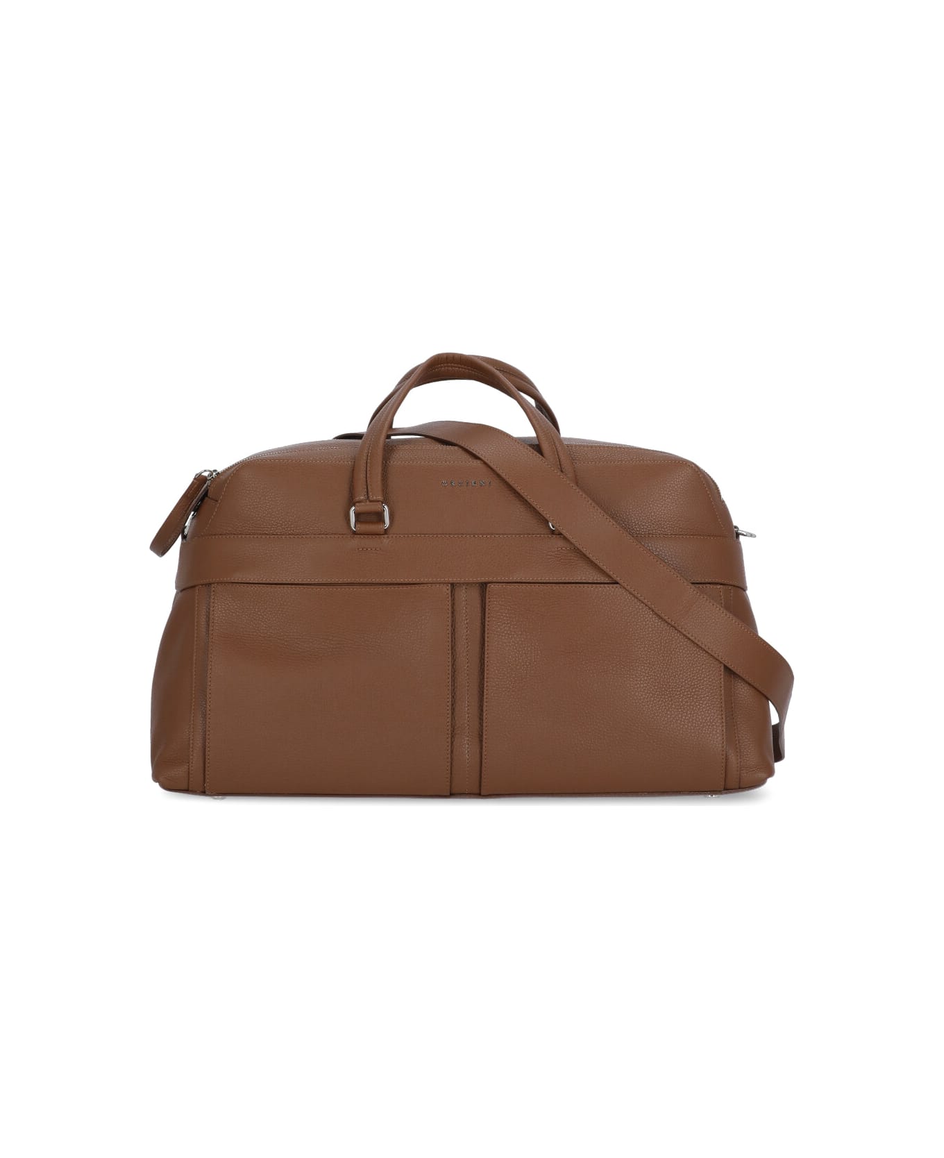 Orciani Micron Pebbled Leather Travel Bag - Brown
