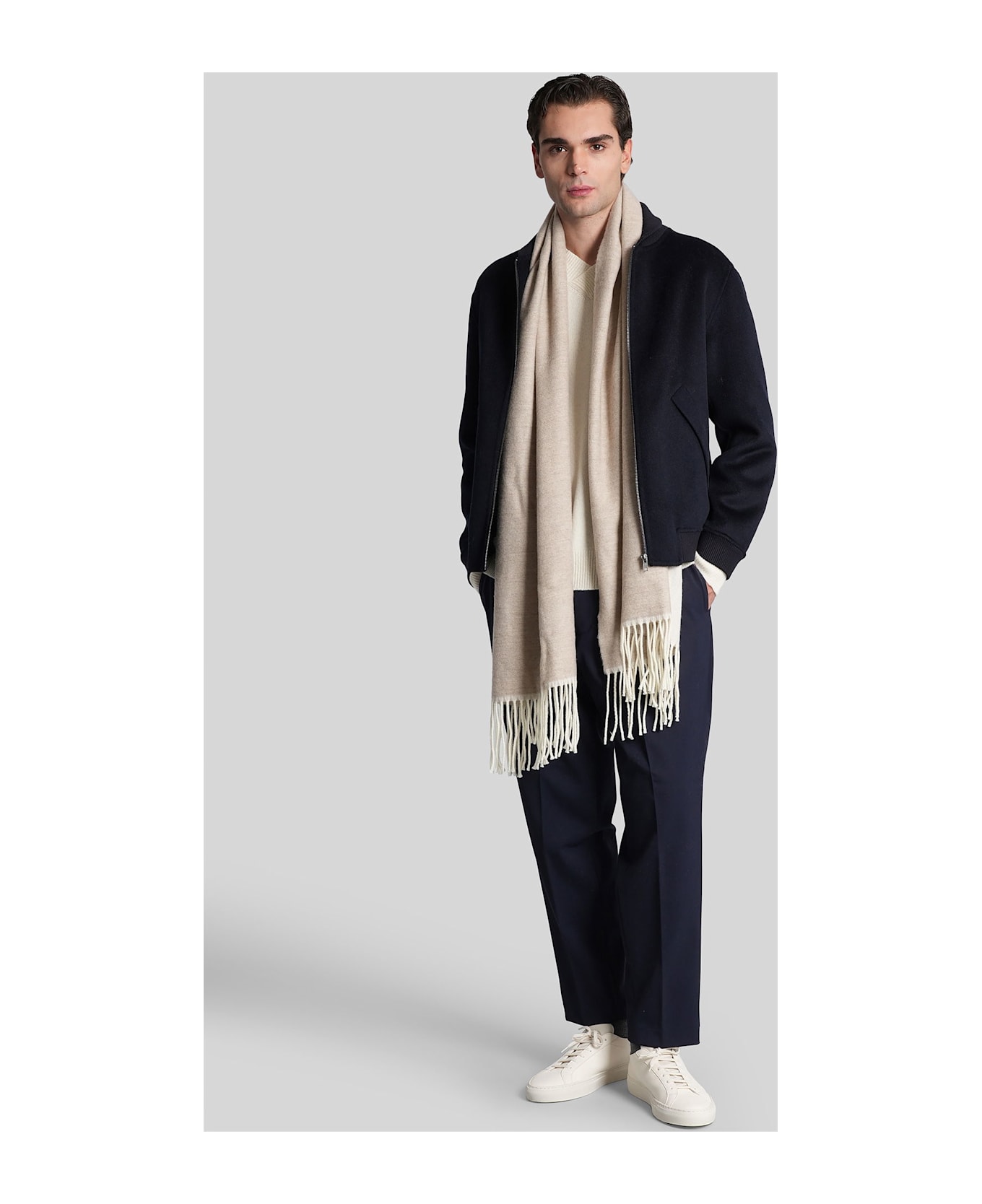 Mauro Grifoni Bomber Jacket In Blue Wool - blue