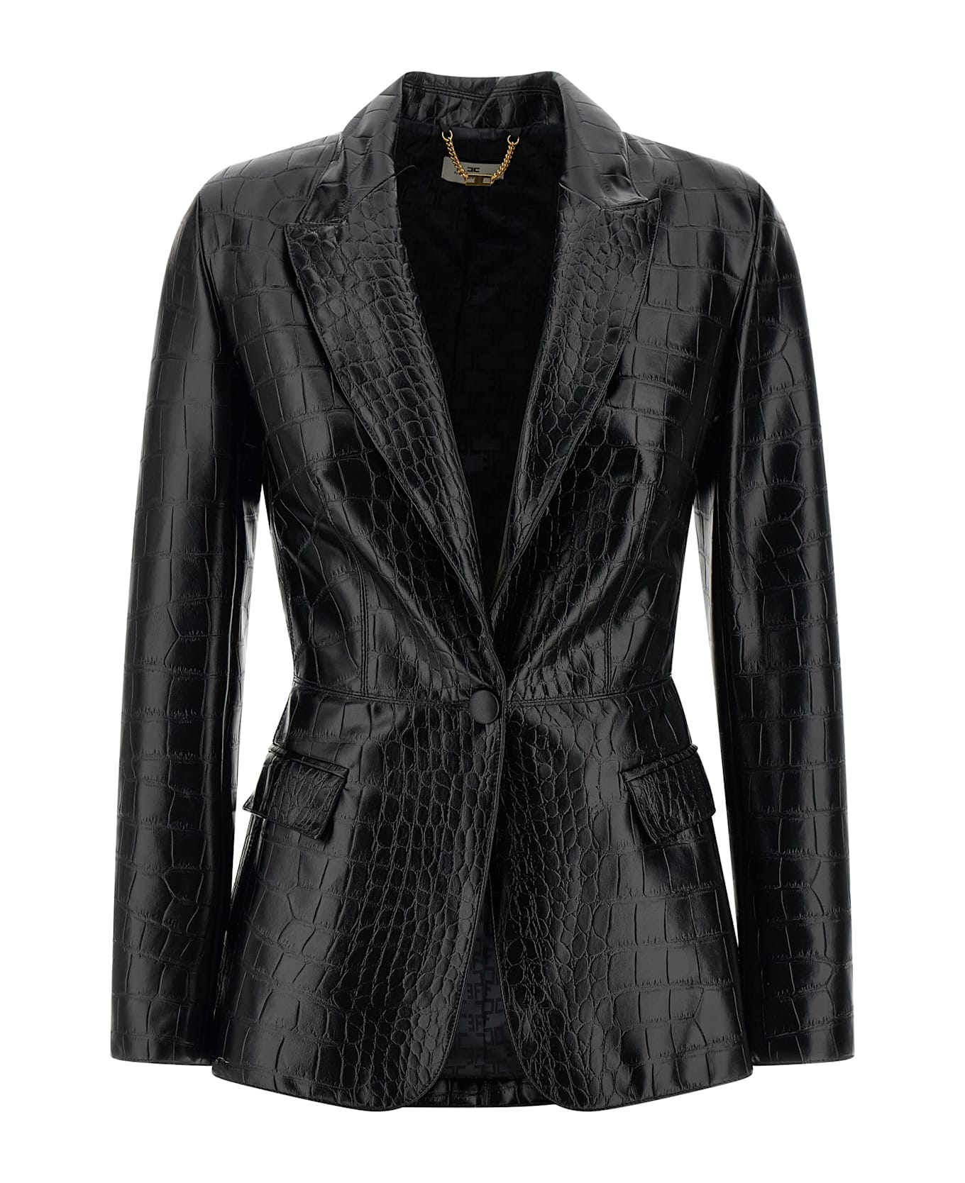 Elisabetta Franchi Croc Print Blazer - Black  