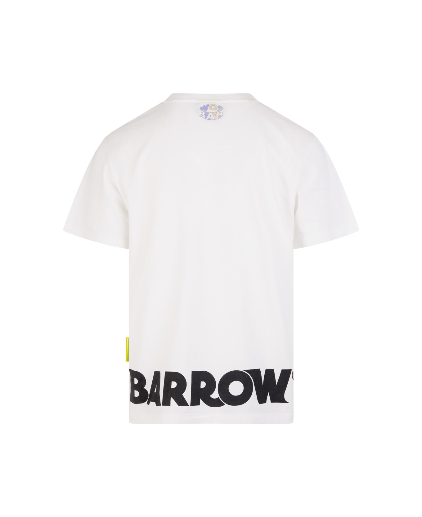 Barrow White T-shirt With Front And Back Lettering And Logo - White