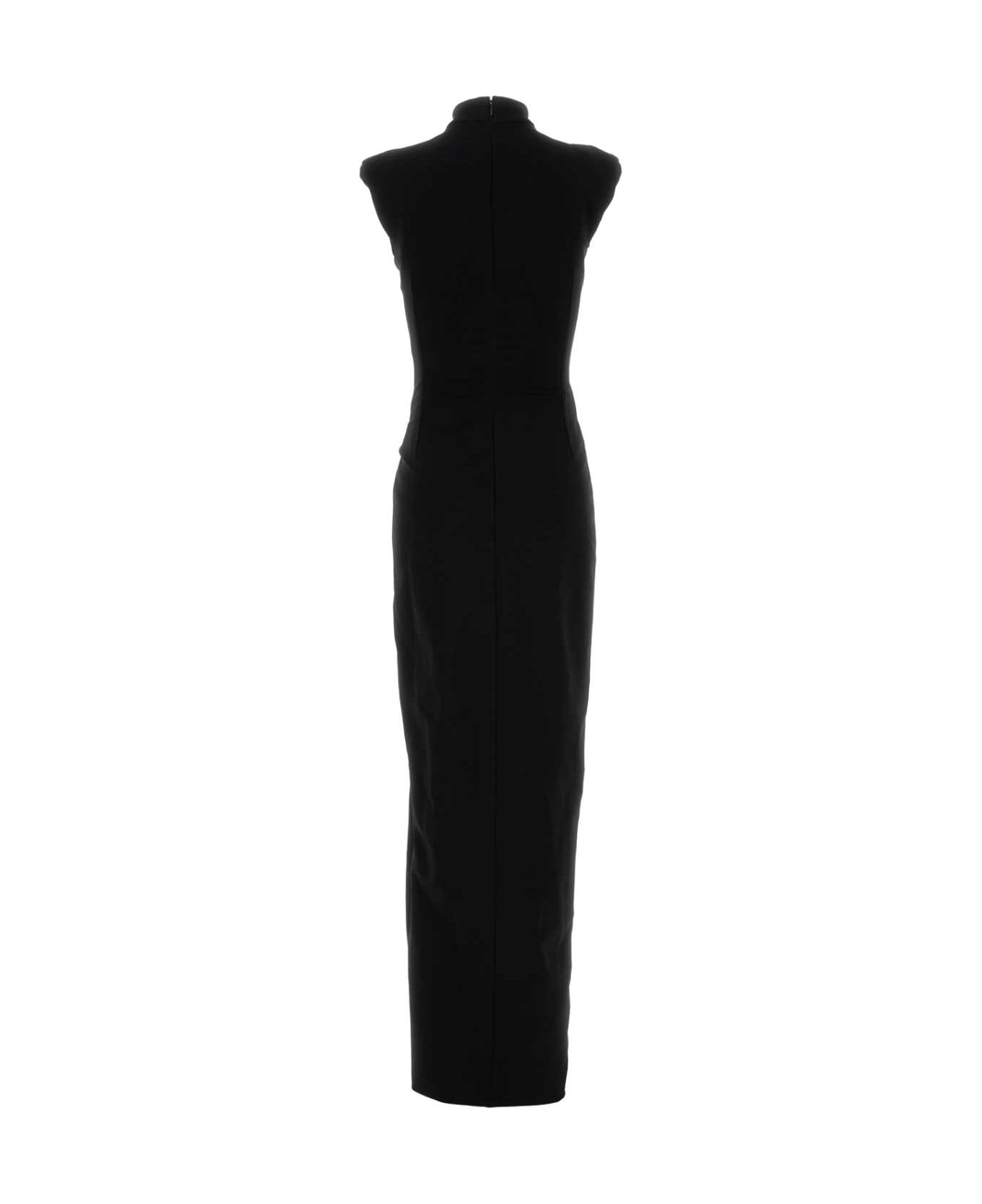 Balmain Black Stretch Viscose Blend Long Dress - NOIR