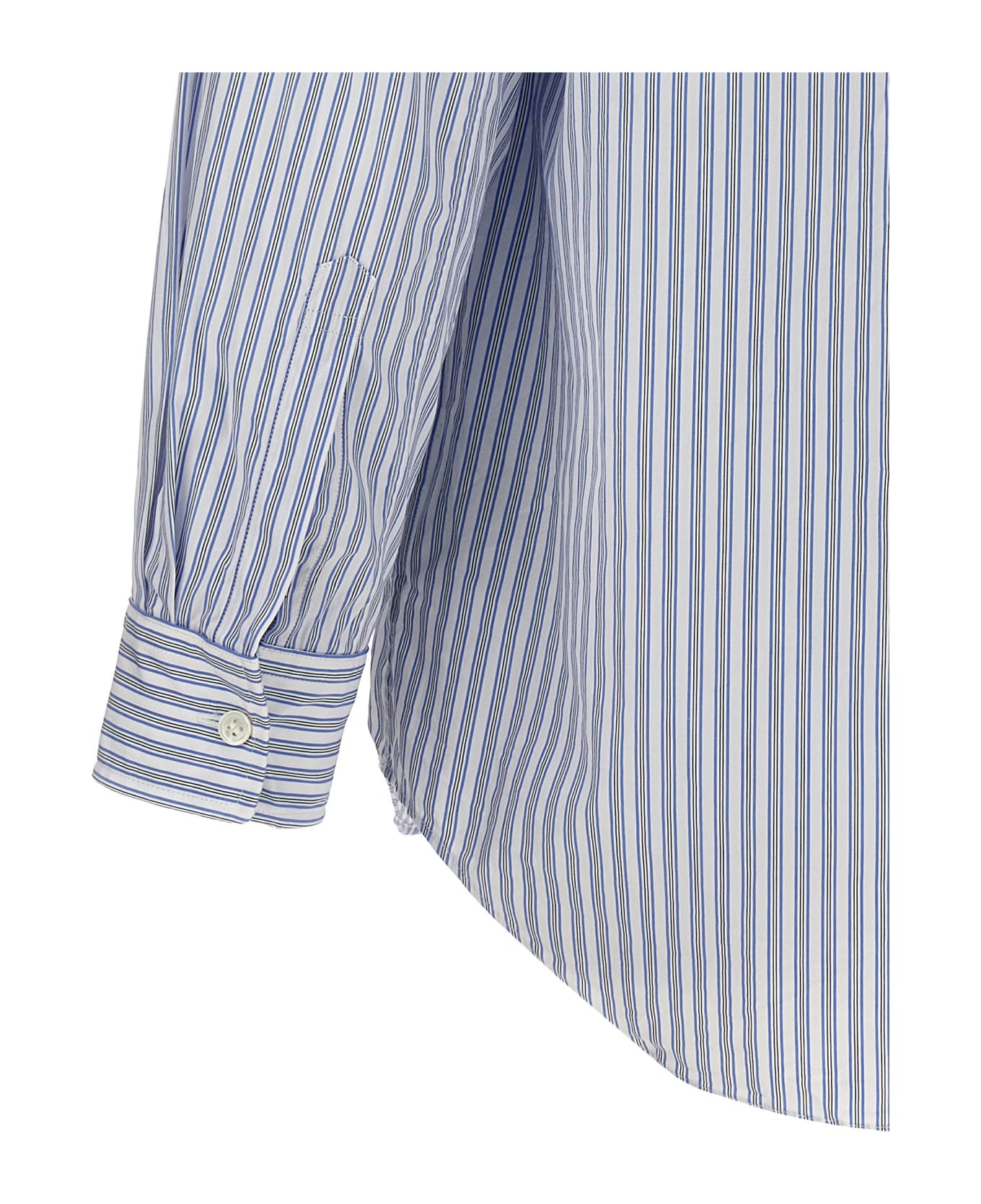 Comme des Garçons Play Logo Patch Striped Shirt - Light Blue