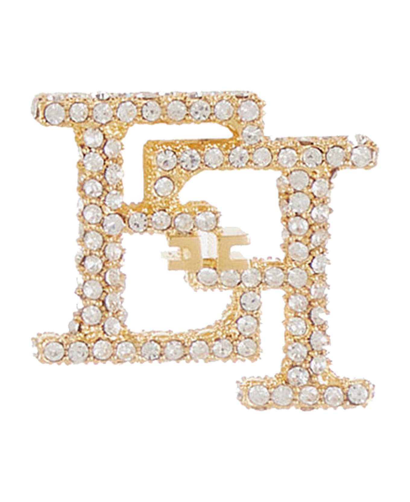 Elisabetta Franchi Logo Earrings - Golden
