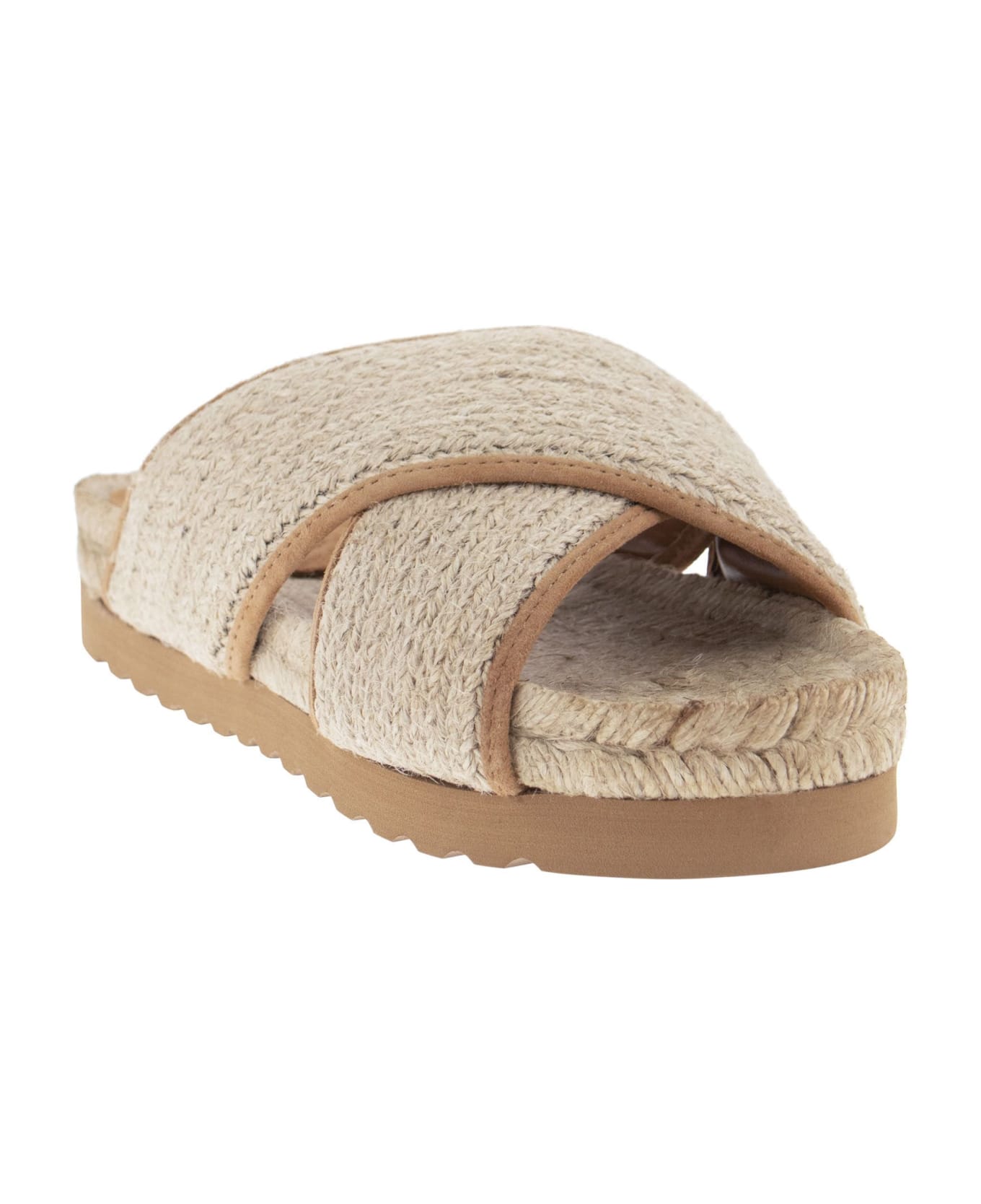 Peserico Jute And Leather Sandal - Natural