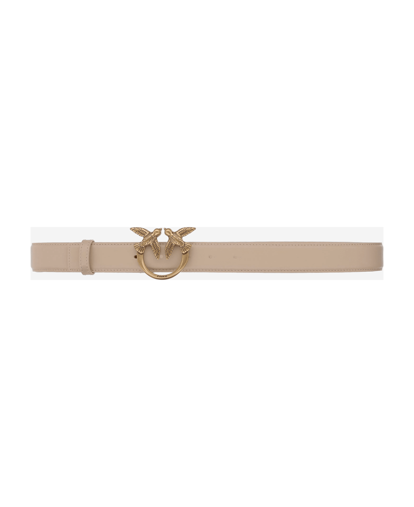 Pinko Love Berry Leather Belt - Beige