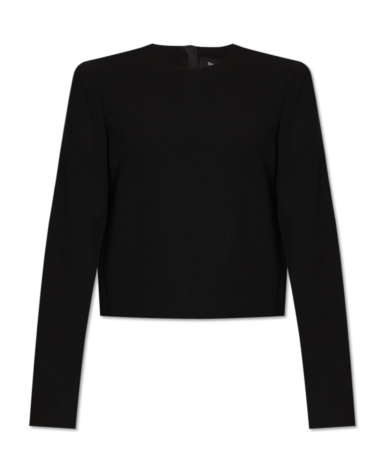 Theory Top With Padded Shoulders - BLACK ブラウス