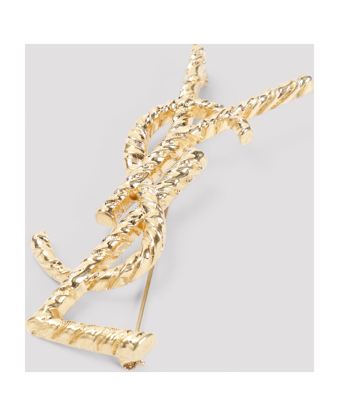 Saint Laurent Opyum Ysl Twisted Brooch - Or Laiton