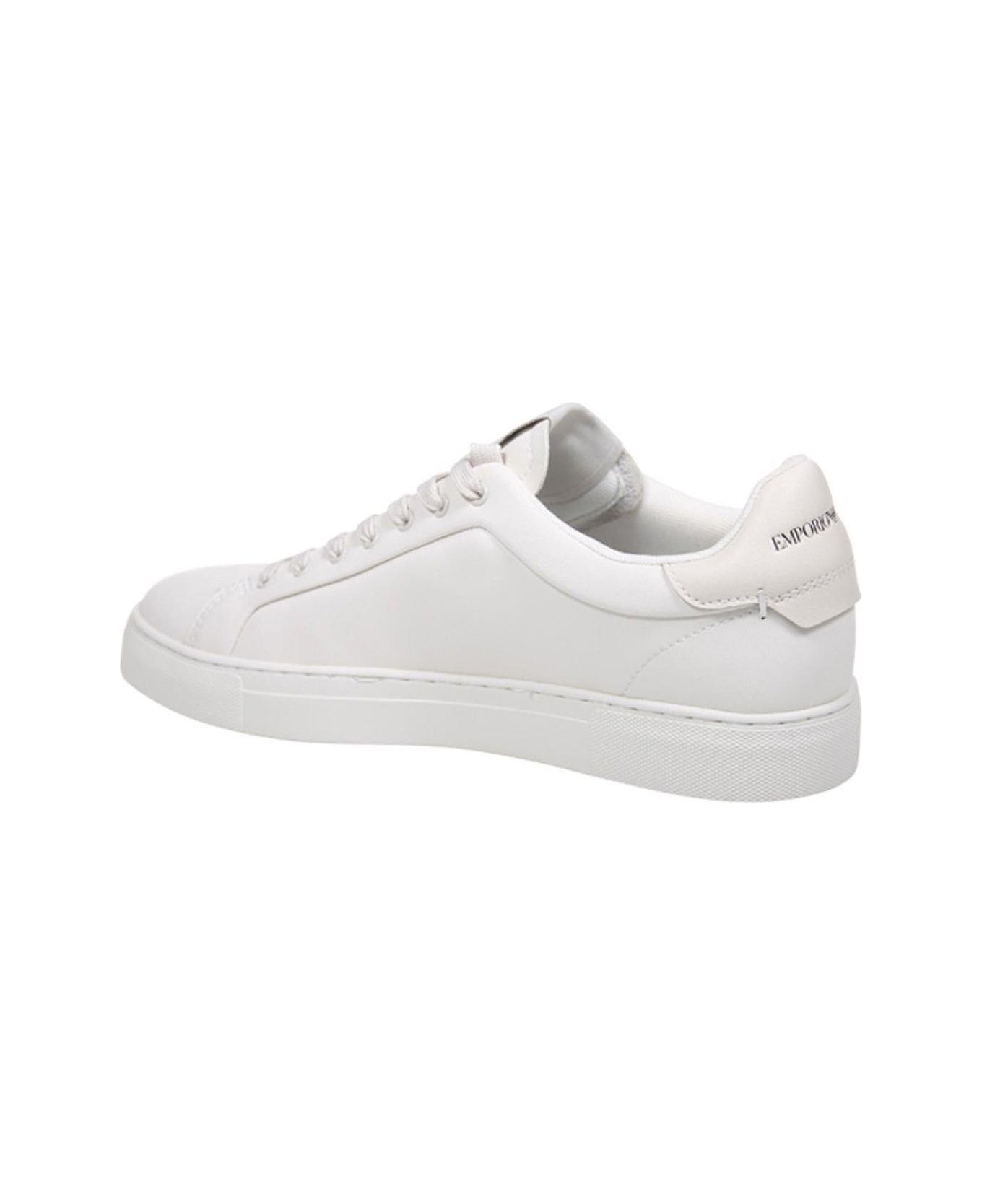 Emporio Armani Logo Printed Lace-up Sneakers - White
