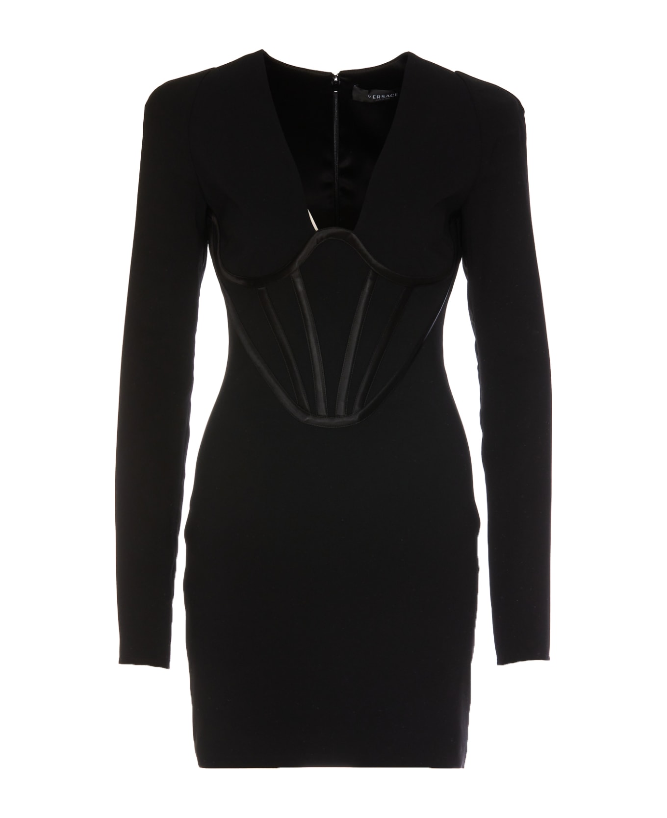 Versace Mini Dress With Ripped Print - BLACK ワンピース＆ドレス