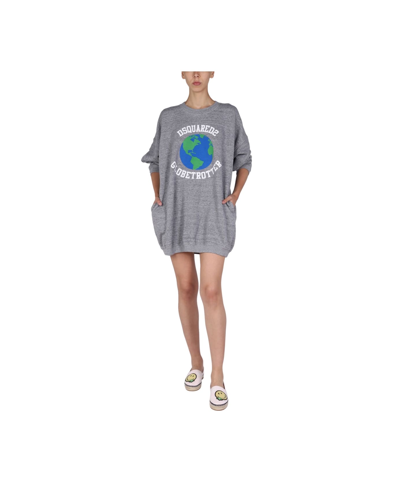 Dsquared2 Sweatshirt Dress With Logo Print - GREY