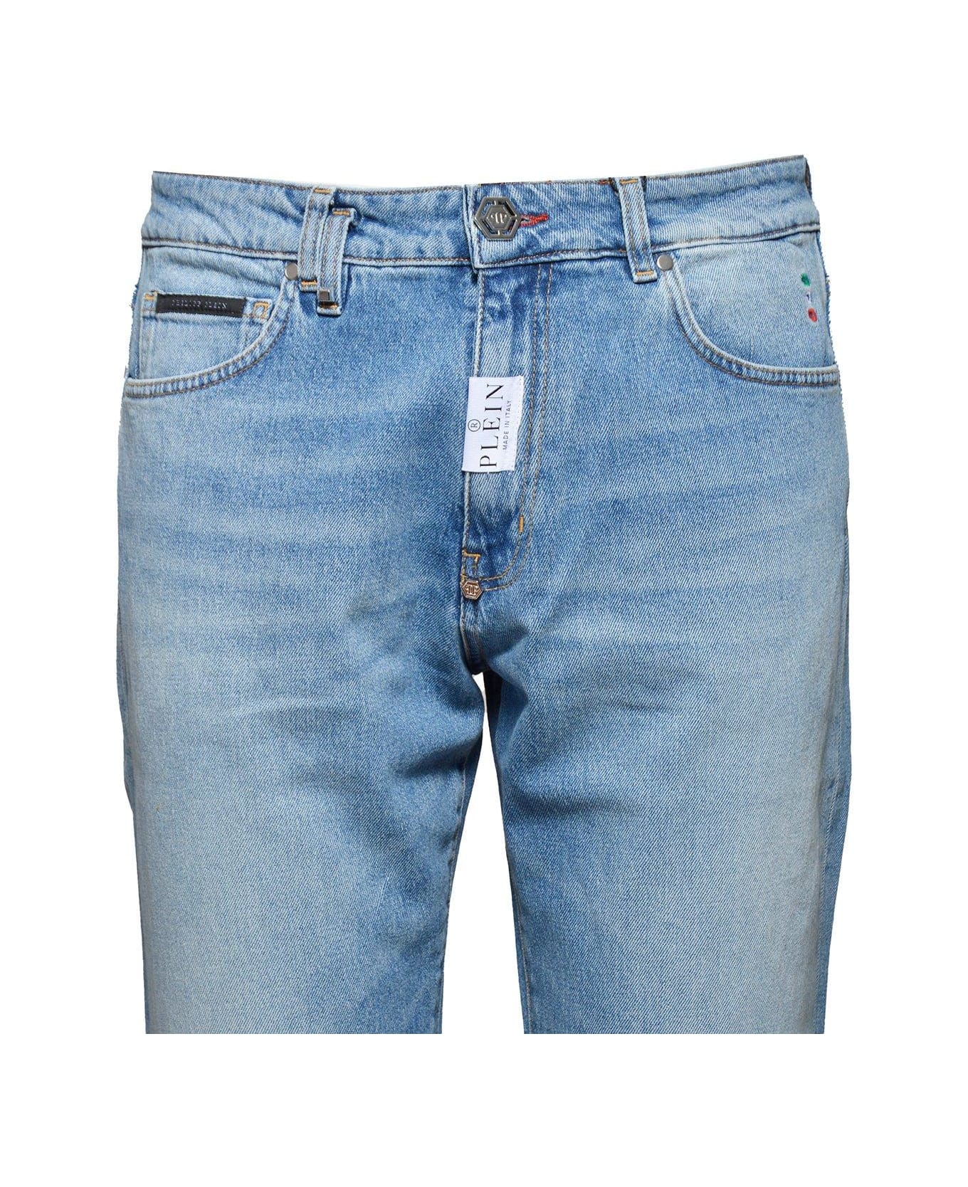 Philipp Plein Detroit Fit Logo-patch Mid-rise Jeans - MEDIUM BLUE デニム