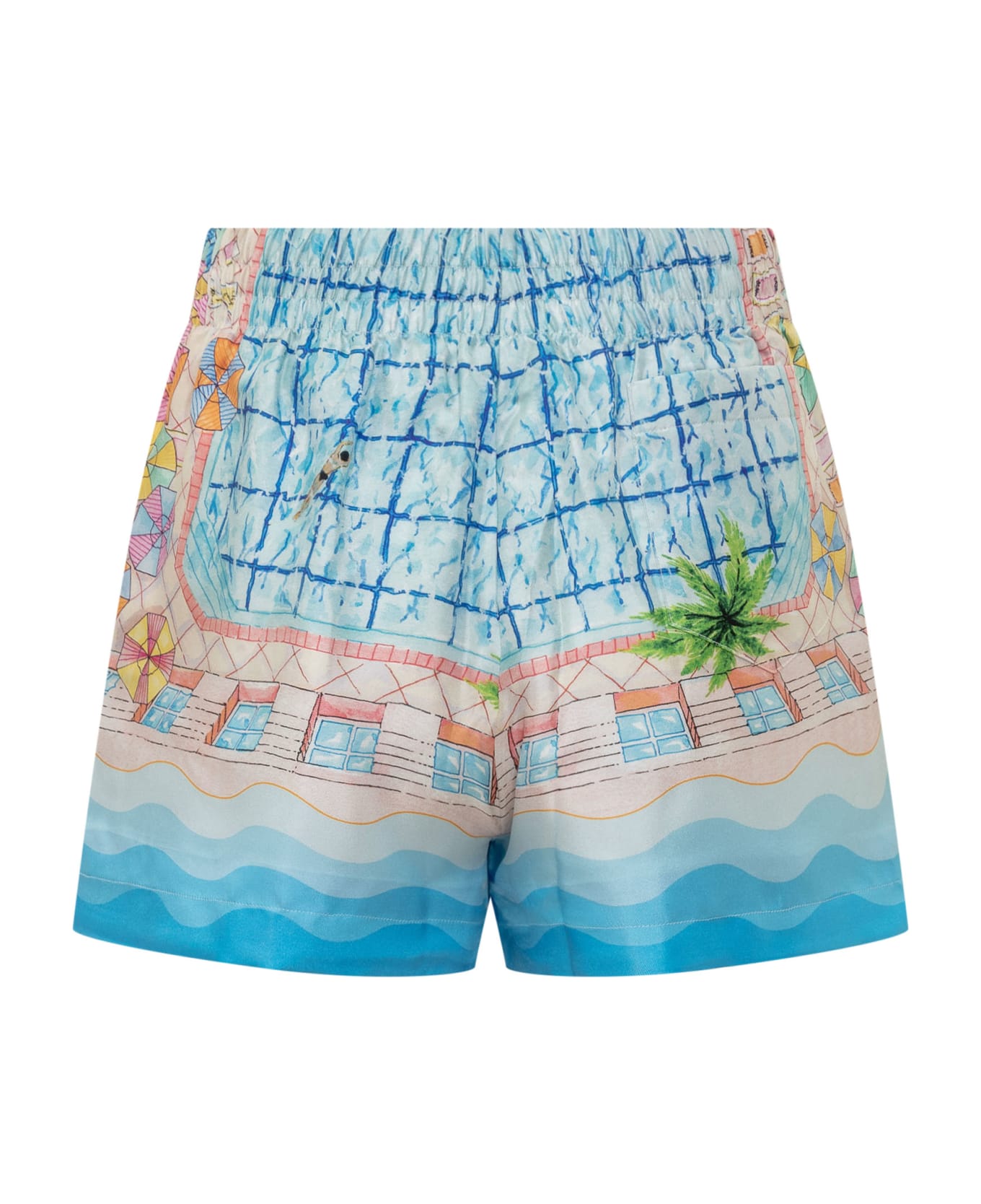 Casablanca Le Plongeon Silk Shorts - Blue