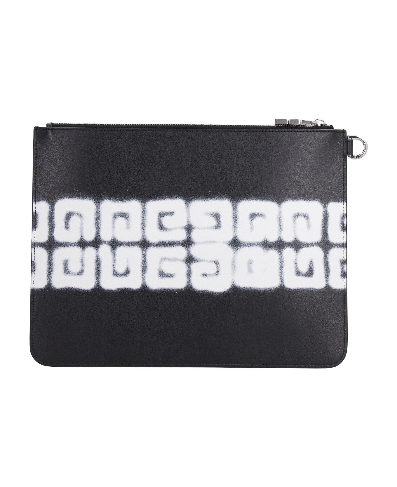 Givenchy 4g Tag Effect Printed Large Pouch - BLACK