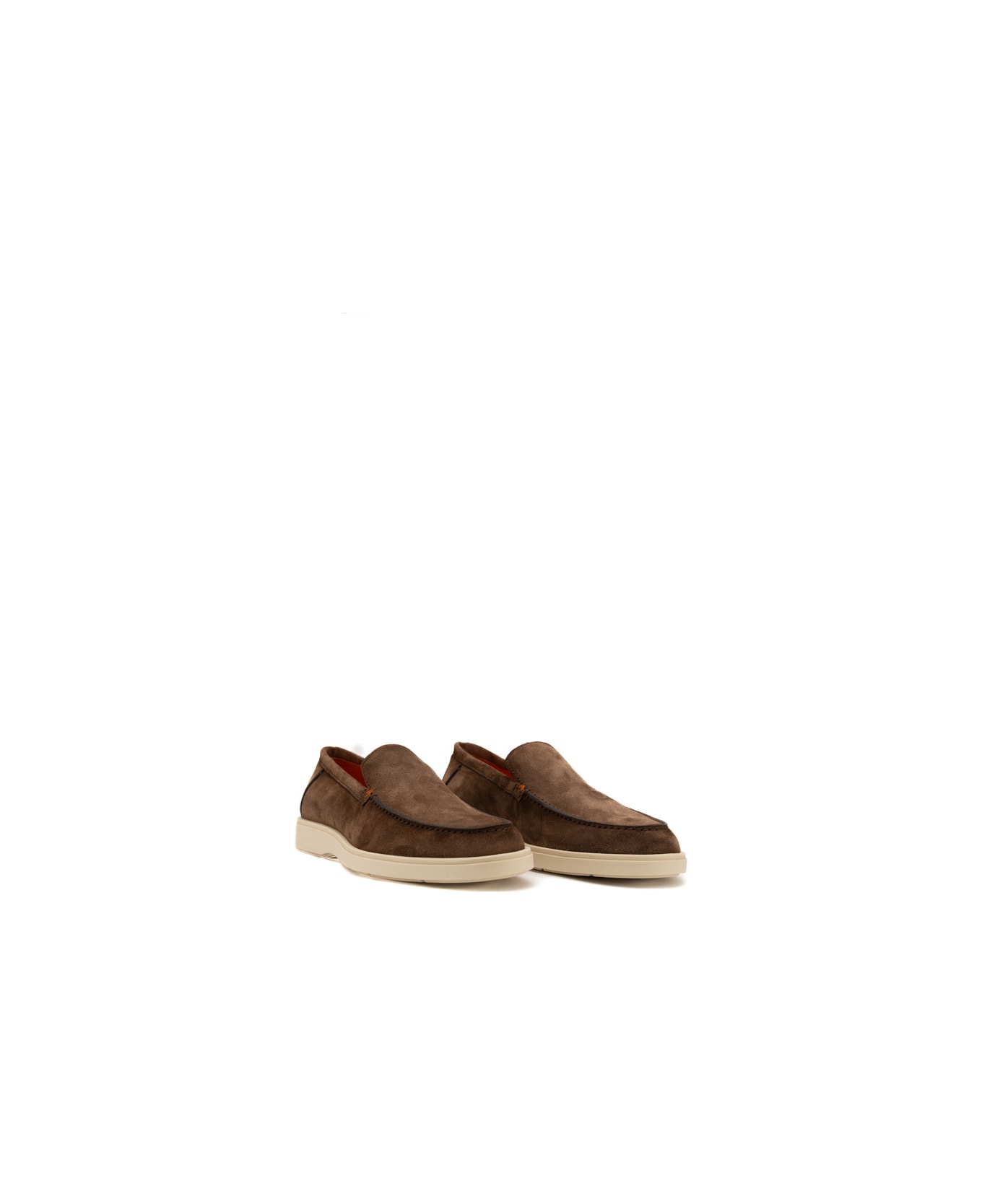 Santoni Brown Suede Moccasins - BROWN