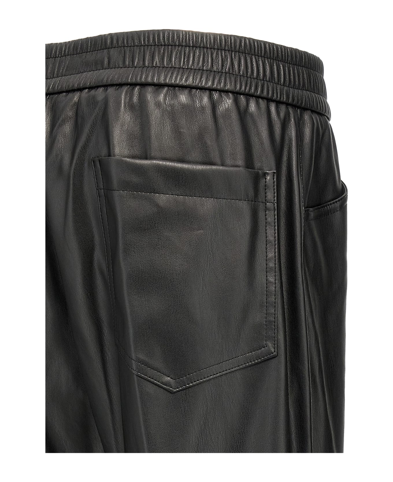 (nude) Faux Leather Trousers - Black  