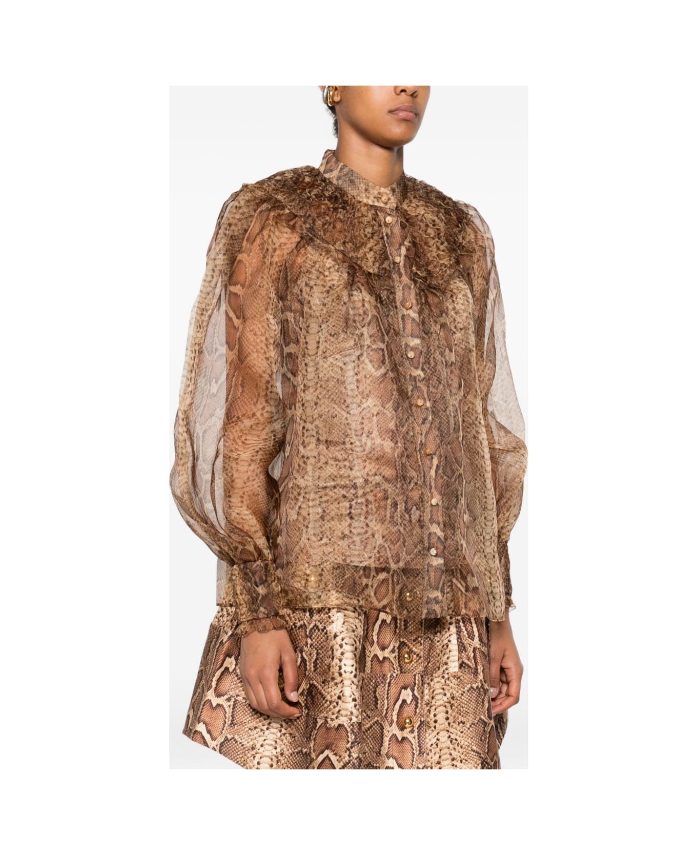 Zimmermann Brown Shirt With Snake Print - Beige