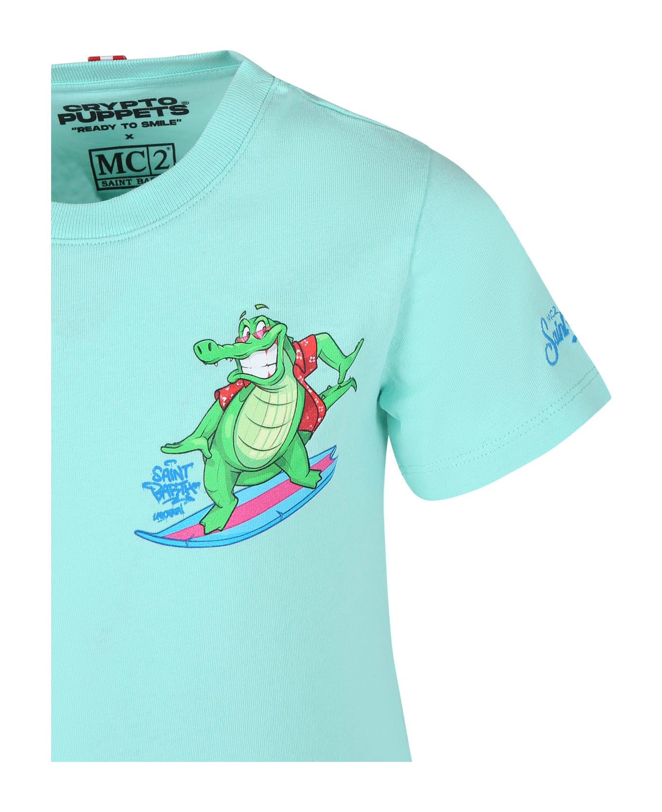 MC2 Saint Barth Green T-shirt For Boy With Crocodile Print - Green