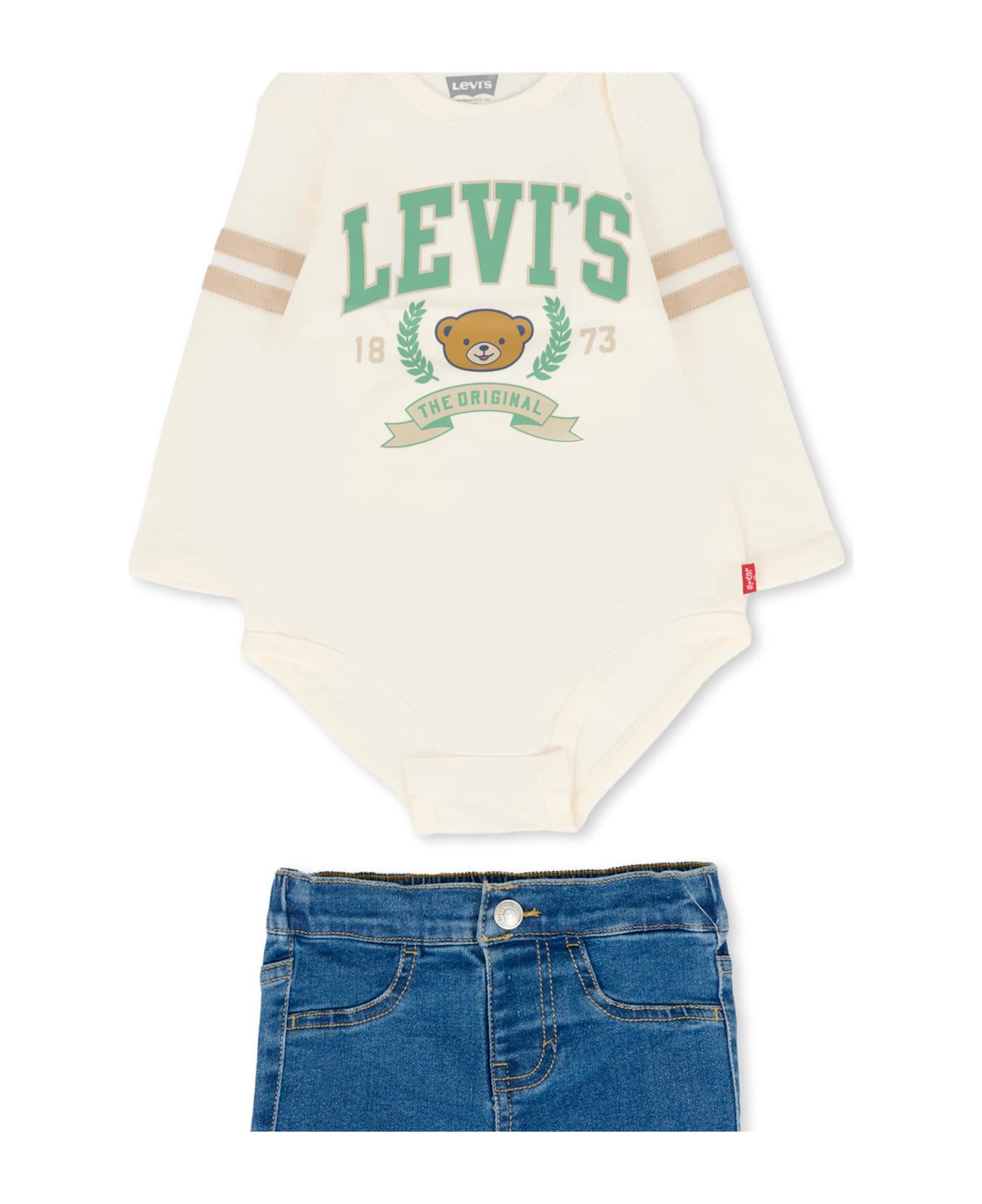 Levi's Ivory Suit For Baby Boy With Logo - Ivory
