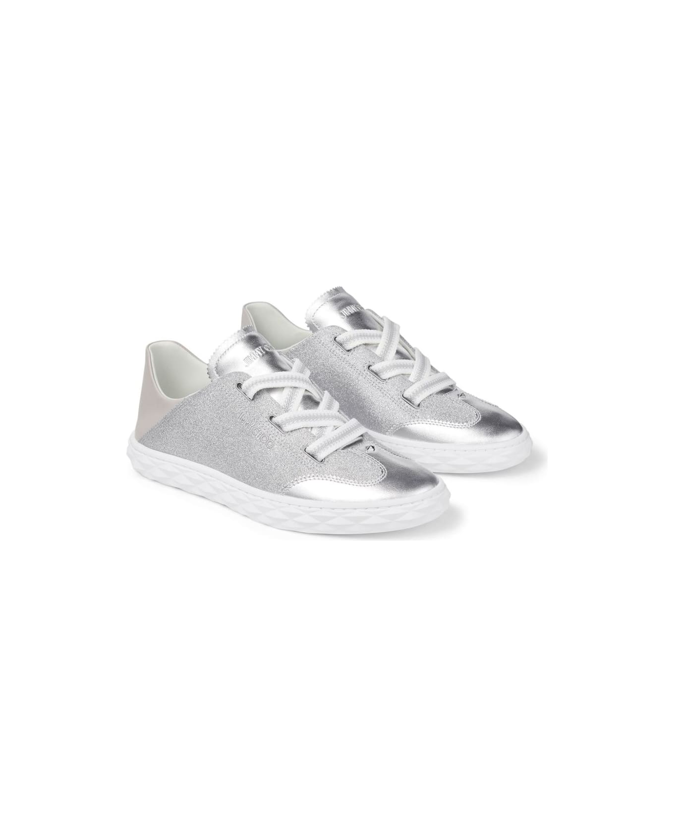 Jimmy Choo Diamond Light Leather Sneakers - Silver