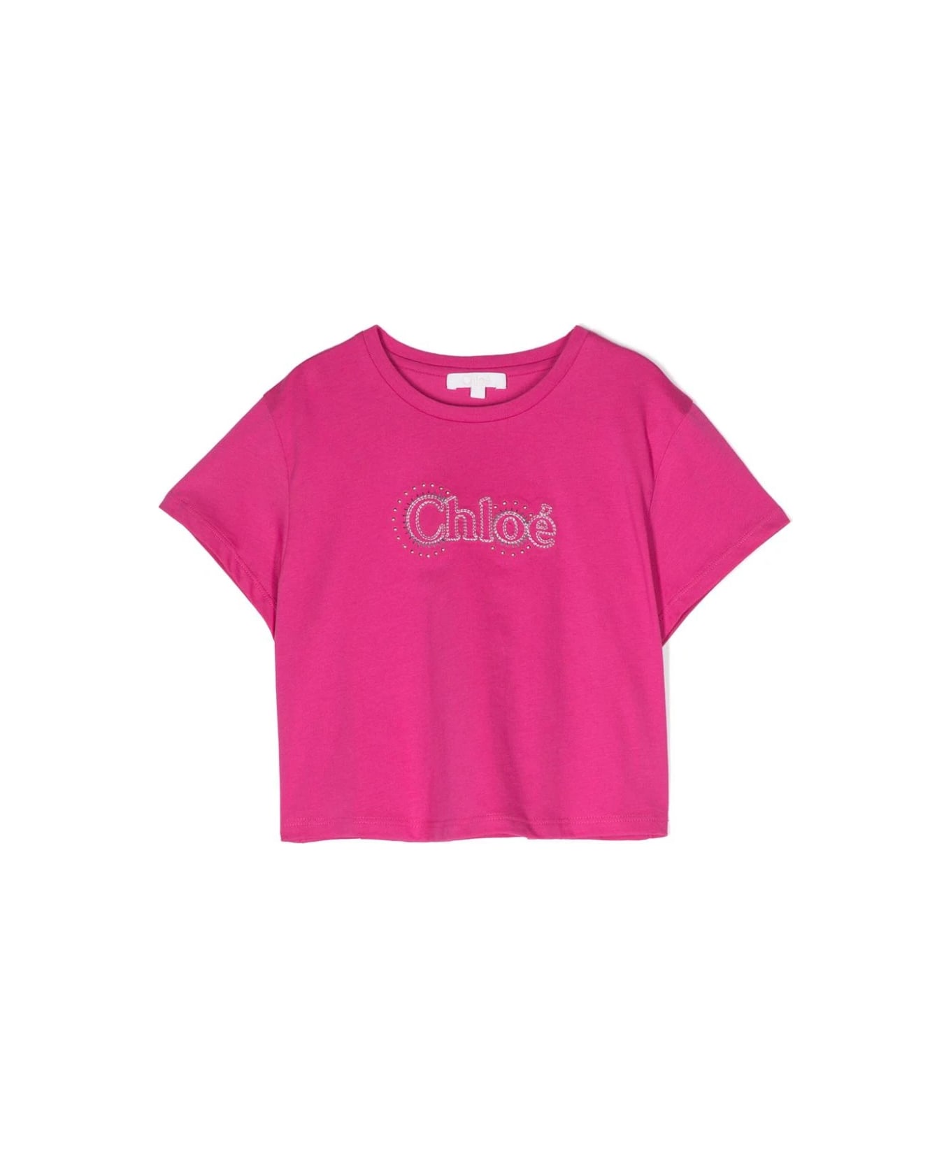 Chloé Fuchsia T-shirt With Logo - Pink Tシャツ＆ポロシャツ