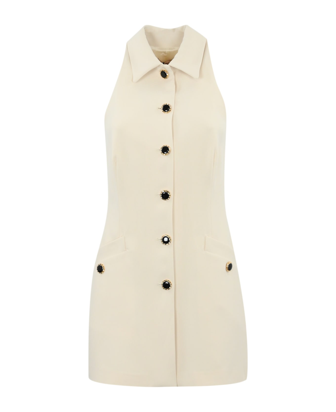 TwinSet Fluid Crepe Tunic With Buttons - Pearl