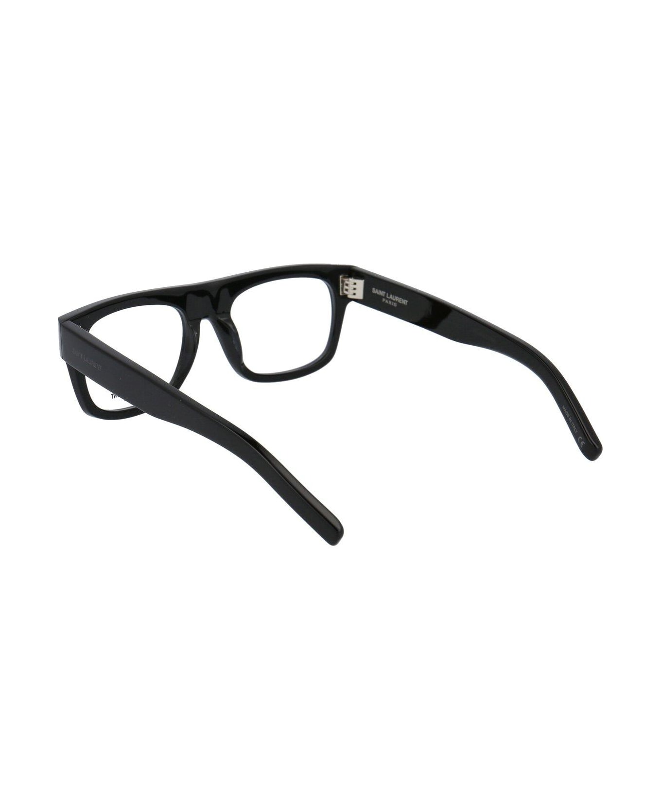 Saint Laurent Eyewear Square Frame Glasses - 001 black black transpare