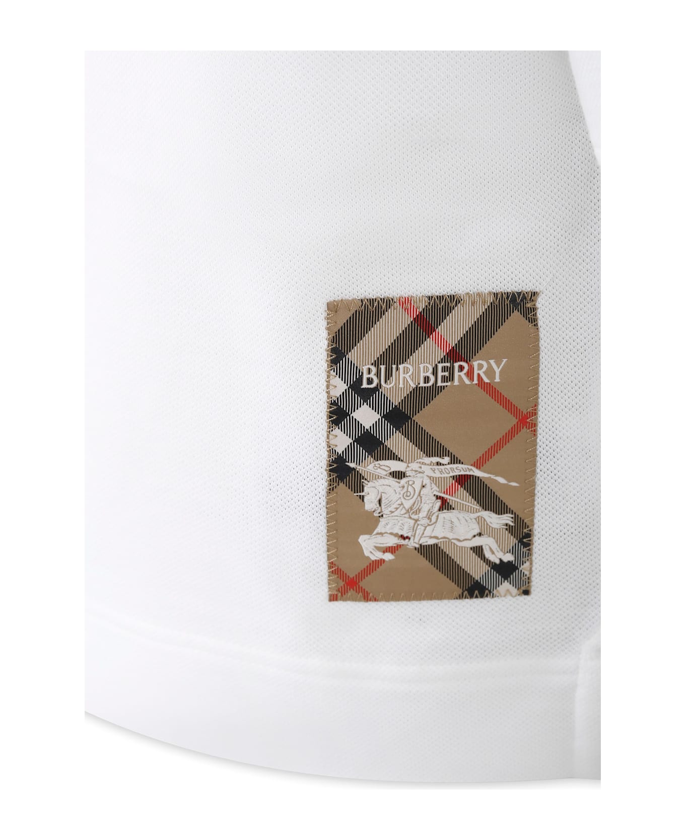 Burberry White Polo Shirt For Boy With Equestrian Knight - White