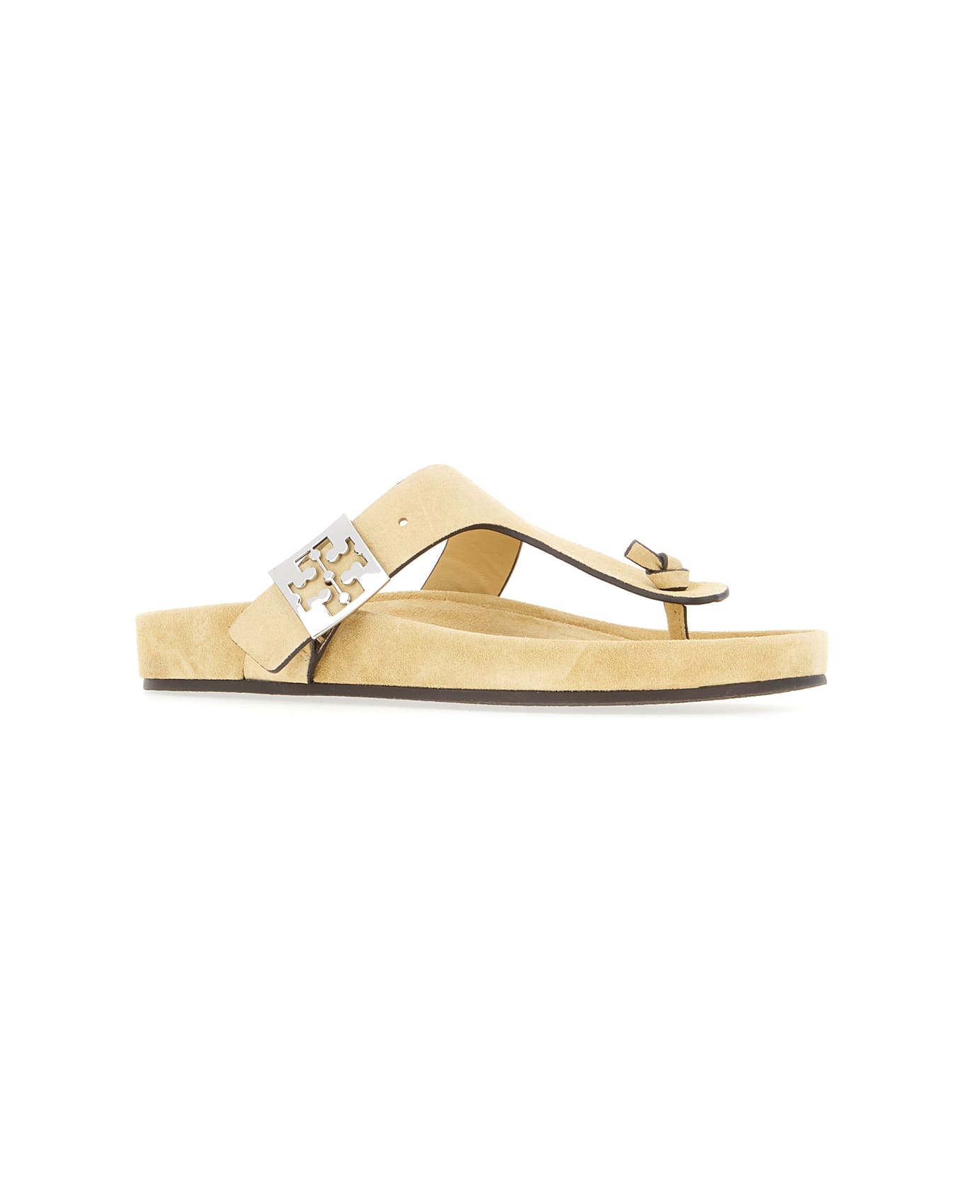 Tory Burch Beige Suede Mellow Thong Sandals - PRALINE