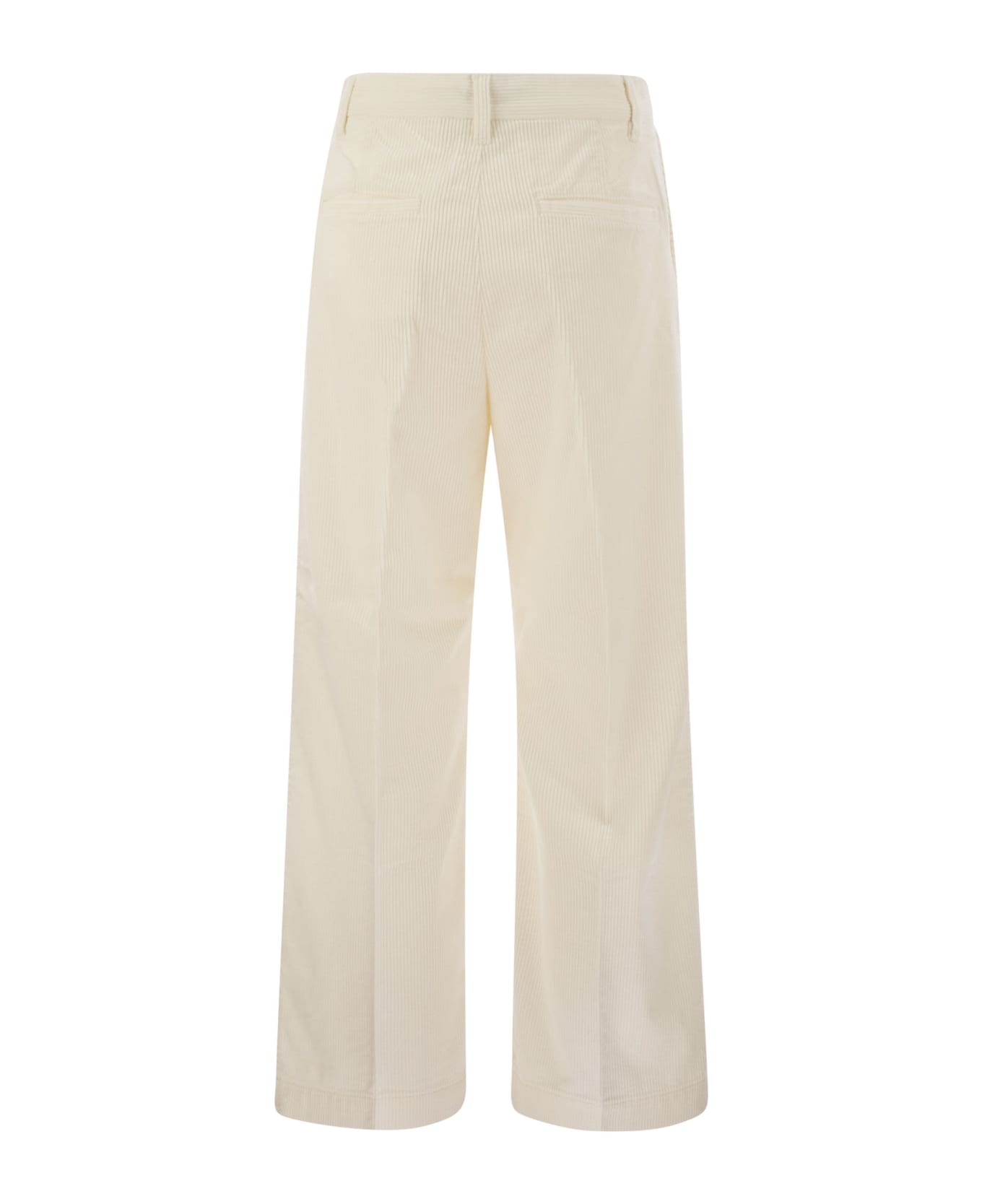 Ralph Lauren Corduroy Wide-leg Cropped Trouser Polo Ralph Lauren - Ivory