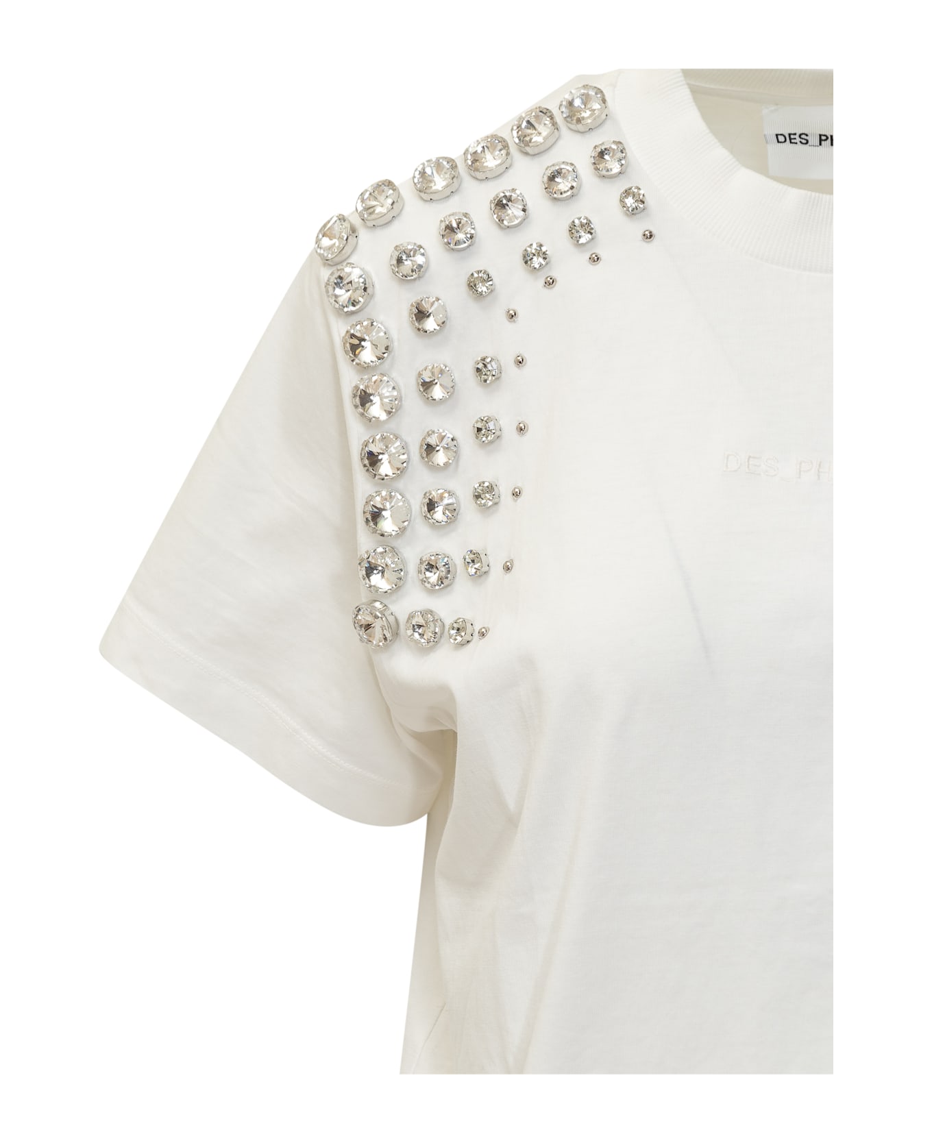 Des Phemmes T-shirt With Rhinestones - WHITE